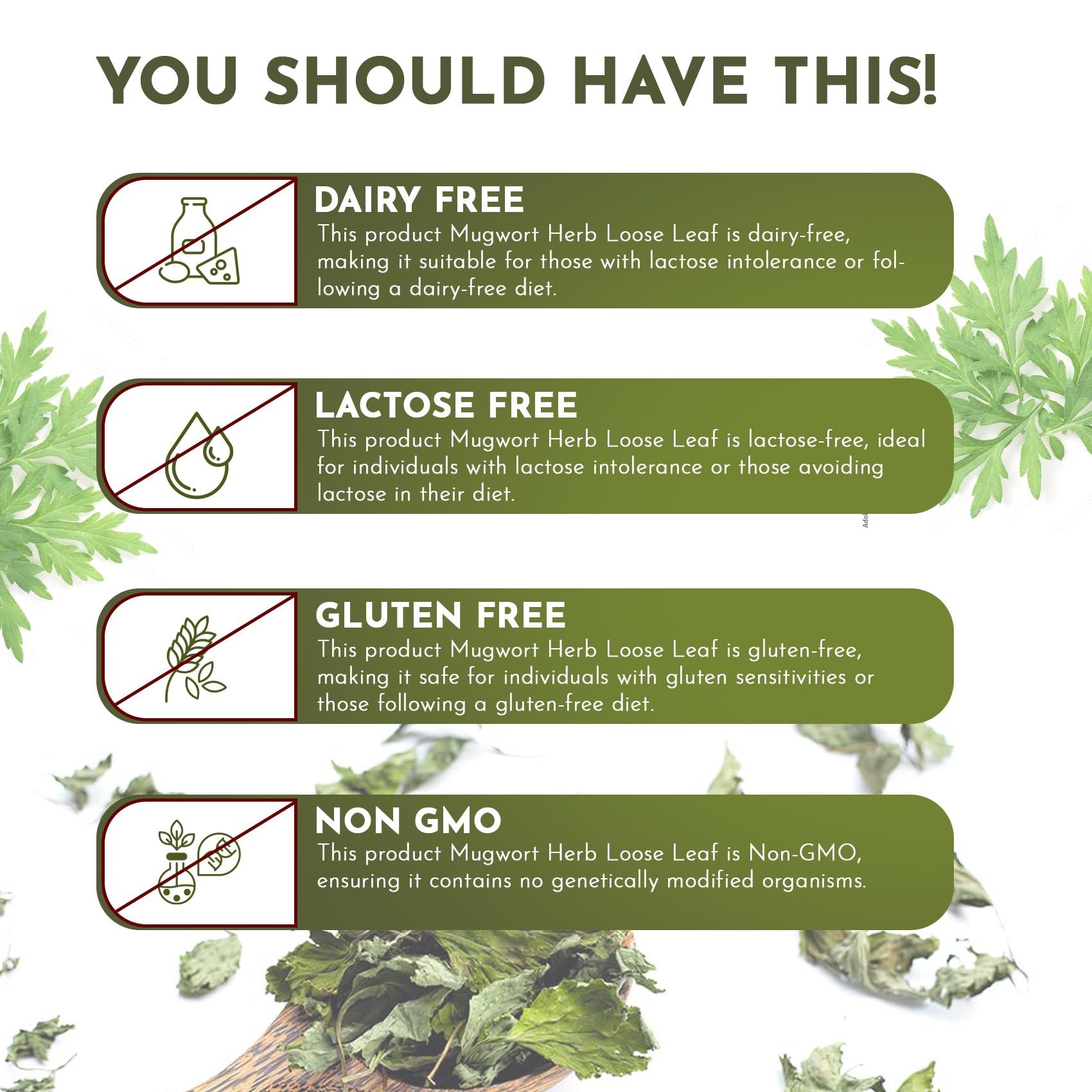 Organic Way Organic Way Mugwort Herb Tea Cut & Sifted (Artemisia Vulgaris) Herbal Tea | Kosher & USDA Certified | Vegan, Non-GMO & Gluten Free | Raw from Albania (4 Ounce (Pack of 1)