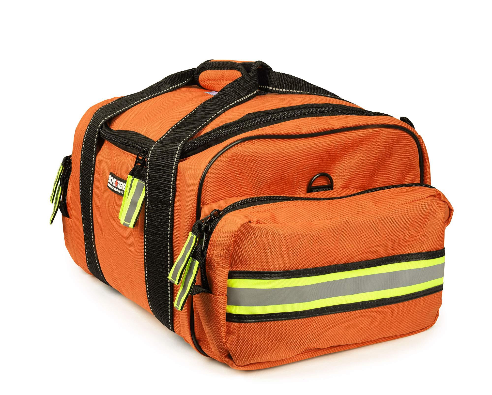 Scherber Scherber Fully-Stocked First Responder Bag | Professional EMT/EMS Trauma & Bleeding Medical Kit | HSA/FSA Approved | CAT Tourniquet, HyFin Chest Seal Israeli Bandage & 250+ First Aid Supplies (Orange)