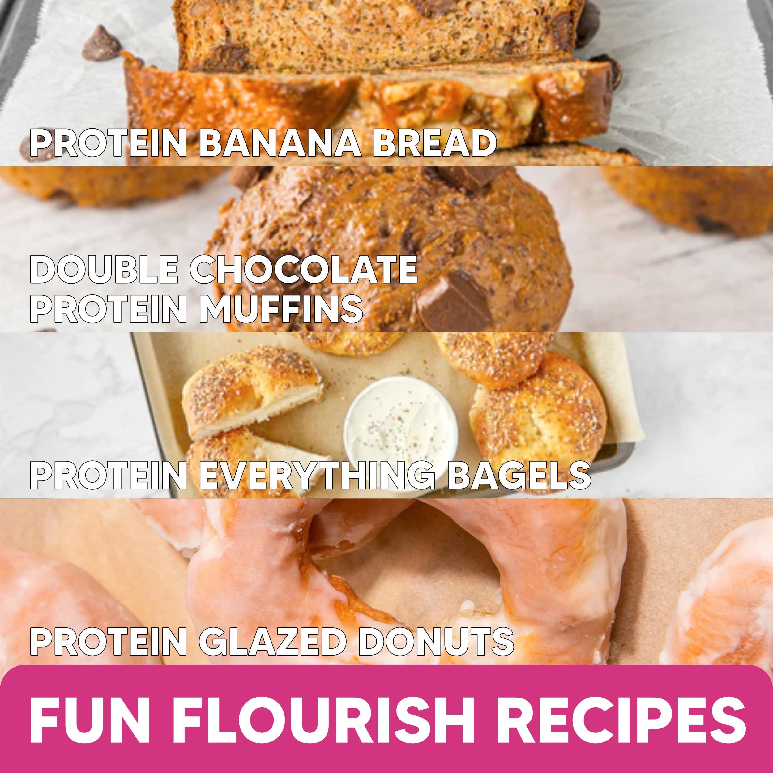 Flourish Flourish - Protein Pancake & Waffle Mix, Whey Protein Isolate & Flax Seed, Non-GMO, No Added Sugar, Superfood, High Protein & Fiber, Just Add Water - Birthday Cake, 16oz