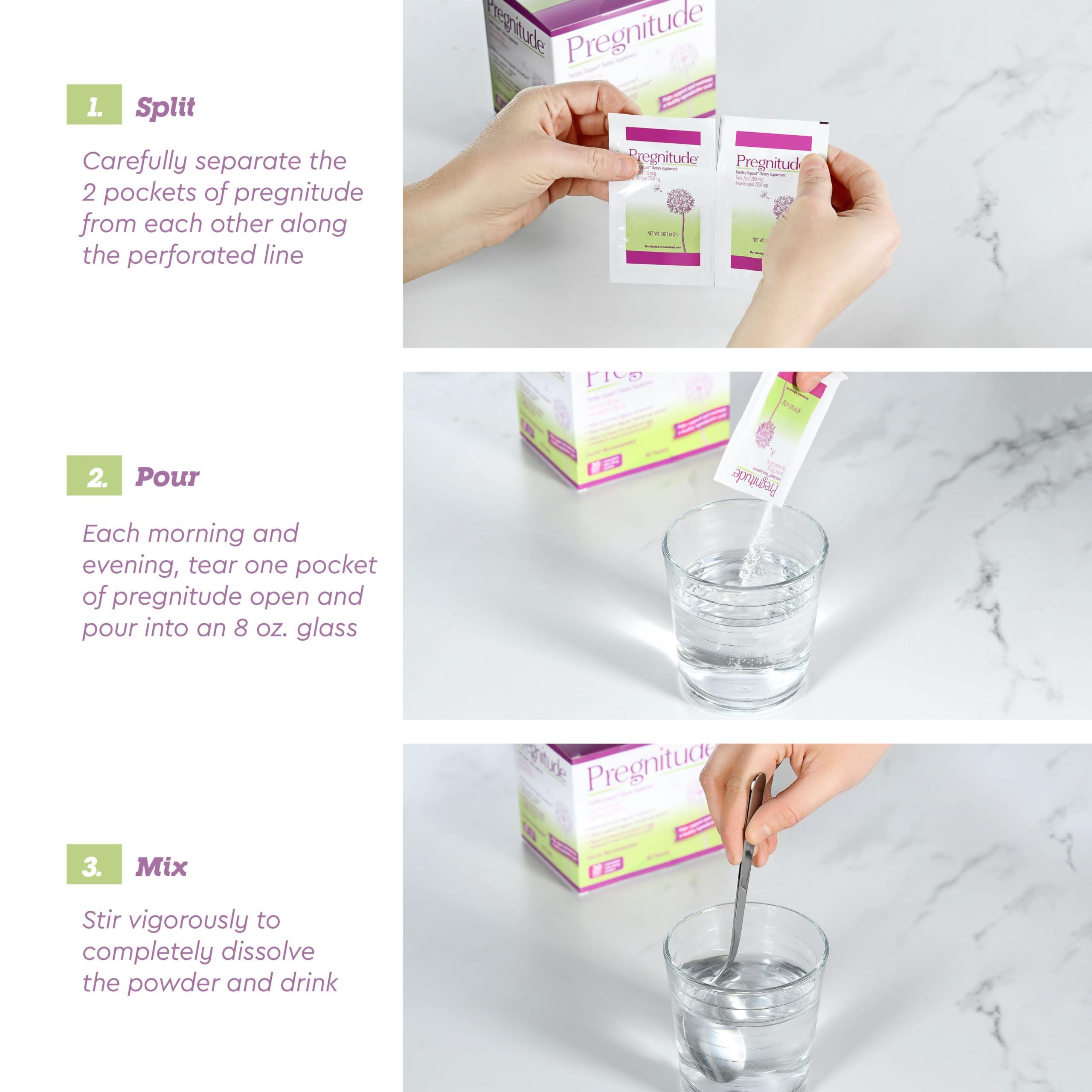 Pregnitude Pregnitude Reproductive Fertility Support - Helps Promote Regular Ovulation - Menstrual Cycles, and Increase Quality of Eggs - 60 Day Supply 120 Packets