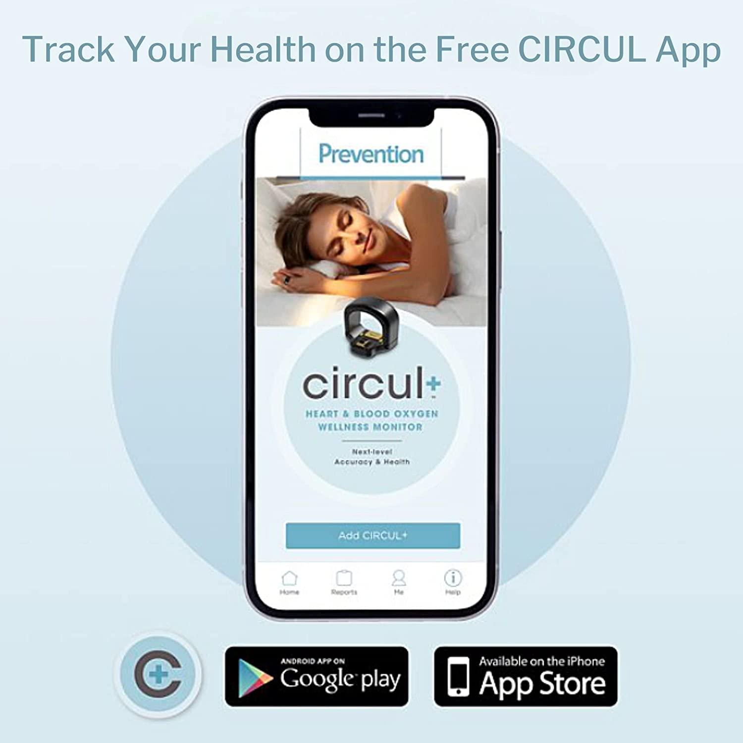 Circul Circul+ Smart Ring - Sleep and Wireless Activity Tracker - Continuously Records Heart Rate, Blood Oxygen Levels, Temperature, 1 Count, Med-Large