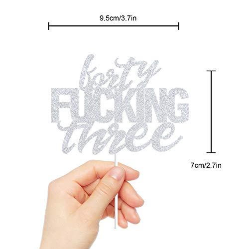 LINGBOOM Forty Three Silver Glitter Cake Toppers 43 Years Old 43rd Birthday Anniversary Party Decorations Supplies