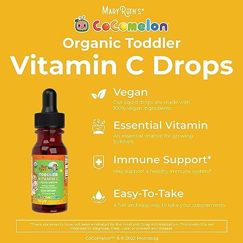MaryRuth Organics MaryRuth Organics | CoComelon Kids Vitamin C Liquid Drops for Ages 4-13 Years | USDA Organic | Immune Support & Overall Health | USDA Organic | Vegan | Non-GMO | Gluten Free | 30 Servings