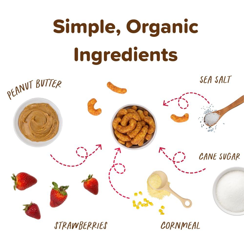 Puffworks Puffworks Strawberry PBJ Organic Peanut Butter Puffs, 1.2 Ounce (Pack of 6), Plant-Based Protein Snack, Gluten-Free, Vegan, Kosher