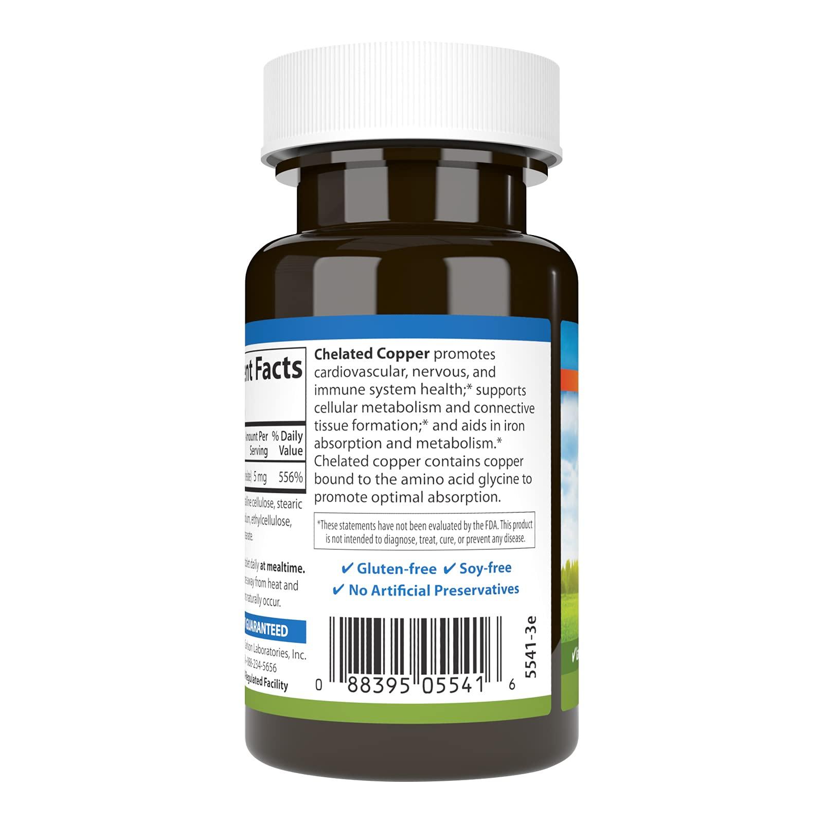 Carlson Carlson - Chelated Copper, 5 mg, Superior Absorption, Cardiovascular Health, Nerve Function & Immune Support, 100 Tablets