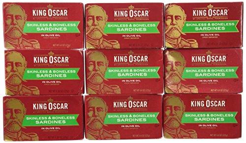 King Oscar King Oscar Skinless & Boneless SARDINES in Olive Oil 4.4oz (9 Pack)