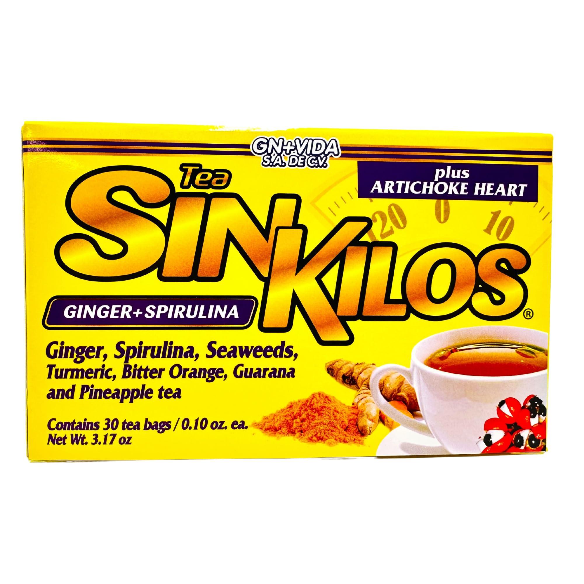 GN+Vida SinKilos Detox Tea GN+Vida Powerful Cleansing Tea with Ginger, Spirulina, Turmeric Orange and Pineapple Healthy Antioxidant Formula, Caffeine Free All Natural Digestive Te Panza y Grasa Herbal | 30 Ct