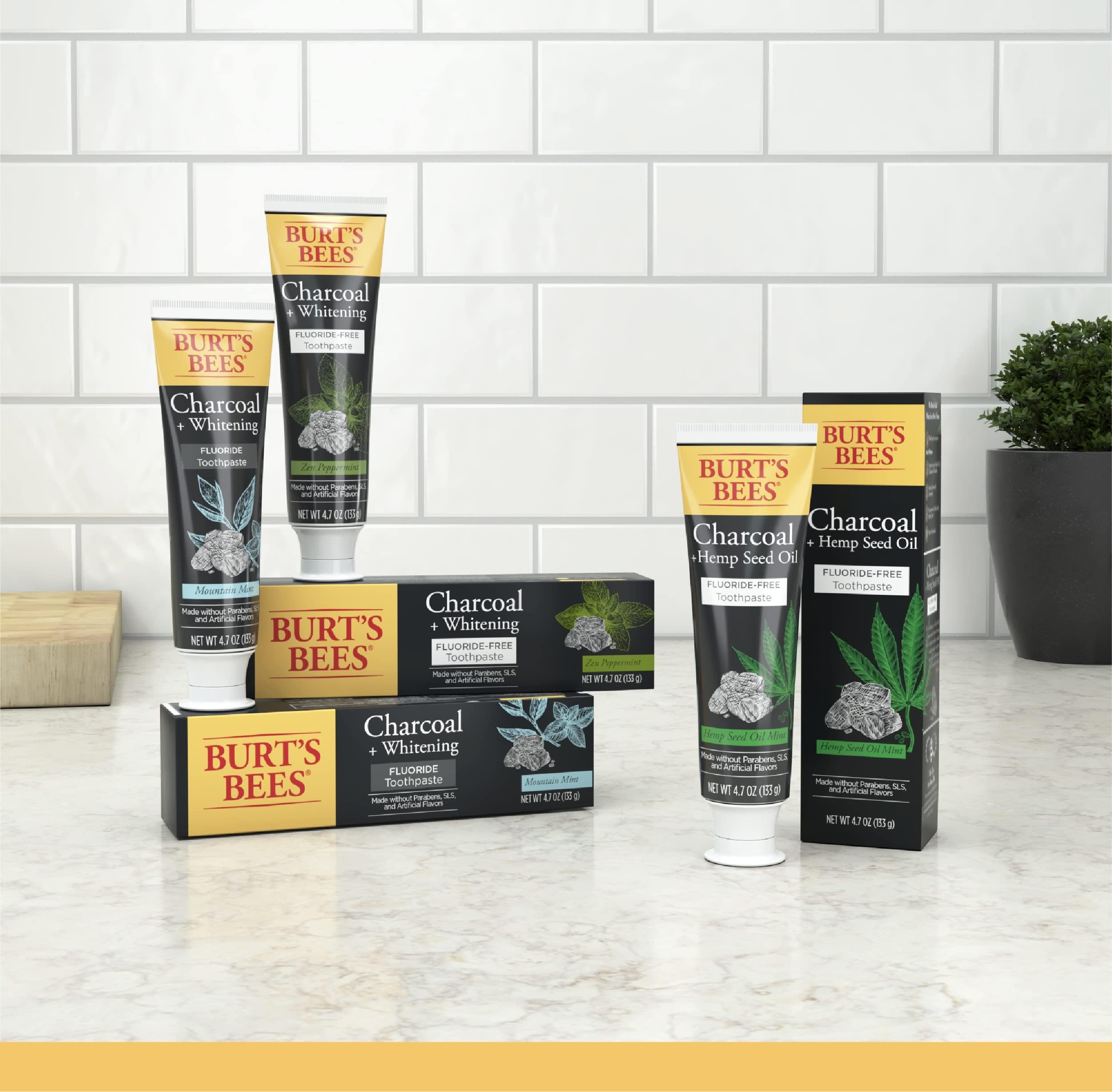 Burt's Bees Burt\'s Bees Toothpaste, Natural Flavor, Charcoal Fluoride-Free Toothpaste, Zen Peppermint, 4.7 oz, Pack of 3