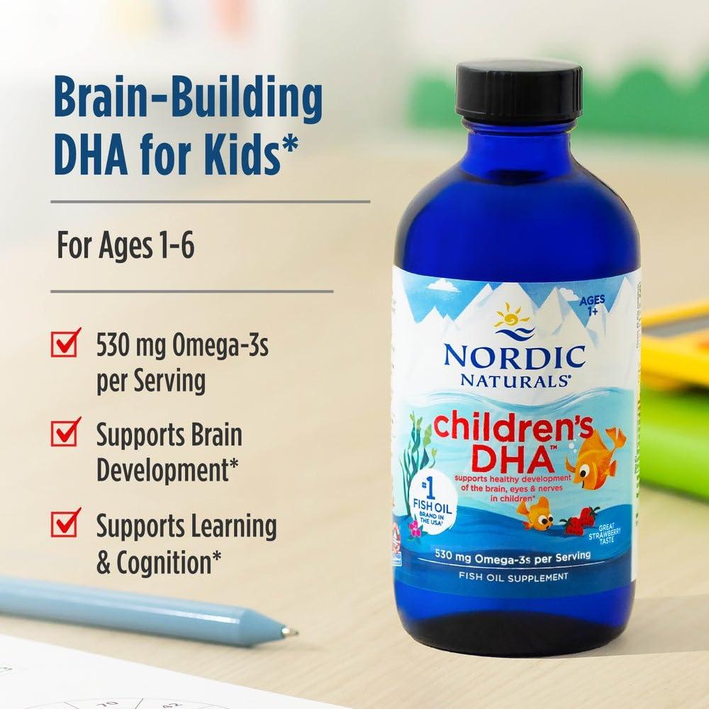 Nordic Naturals Nordic Naturals Children’s DHA, Orange - 8 oz for Kids - 530 mg Omega-3 with EPA & DHA - Brain Development & Function - Non-GMO - 96 Servings