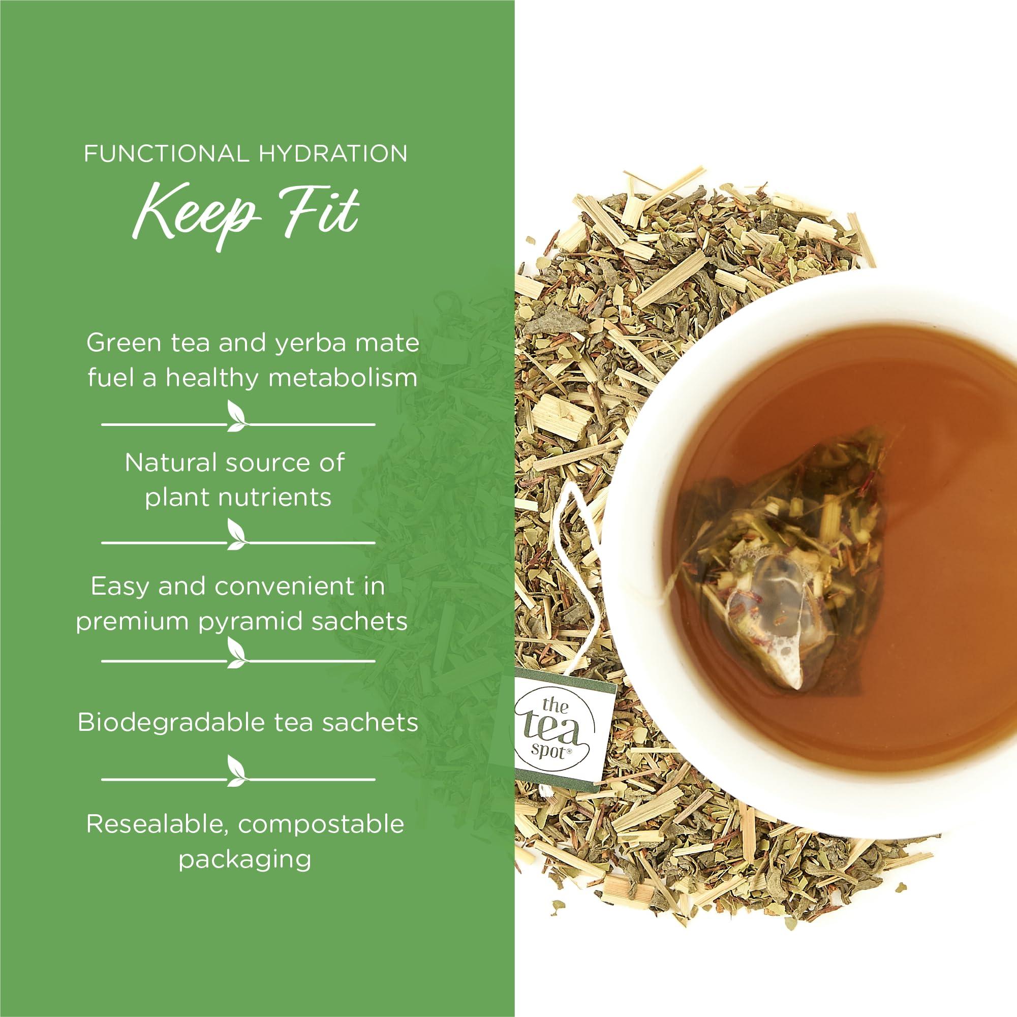 The Tea Spot The Tea Spot Organic Keep Fit Green Tea with Yerba Mate and Matcha for Metabolic Support | Blend of Green Tea, Matcha, Yerba Mate, Rooibos, Lemongrass and Lemon Flavor | Caffeine-Free 15 Tea Bags