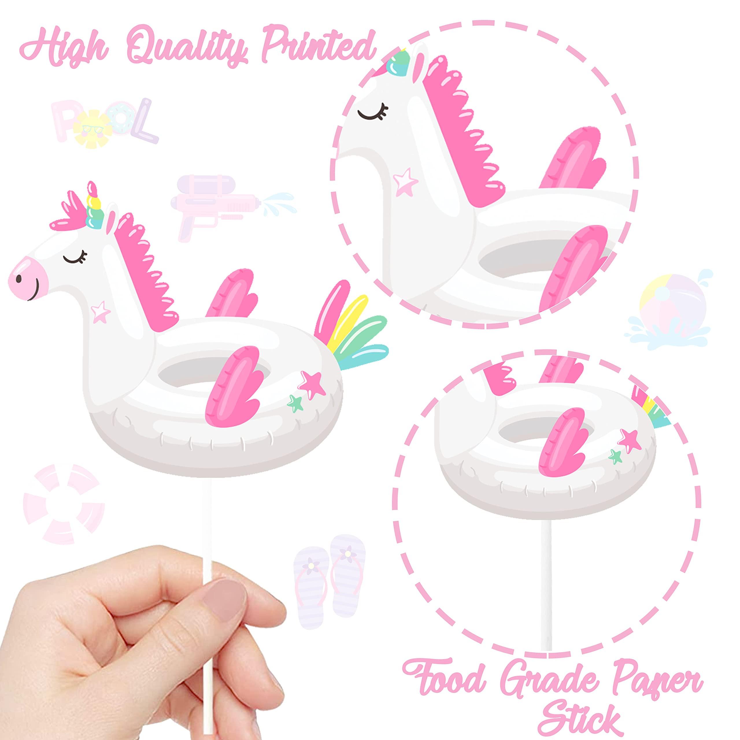 C L cooper life 36Pcs Summer Pool Cupcake Toppers Pool Party Decorations Swimming Pool Cupcake Toppers Water Pool Themed Birthday Cake Picks for Swimming Baby Shower Party Supplies