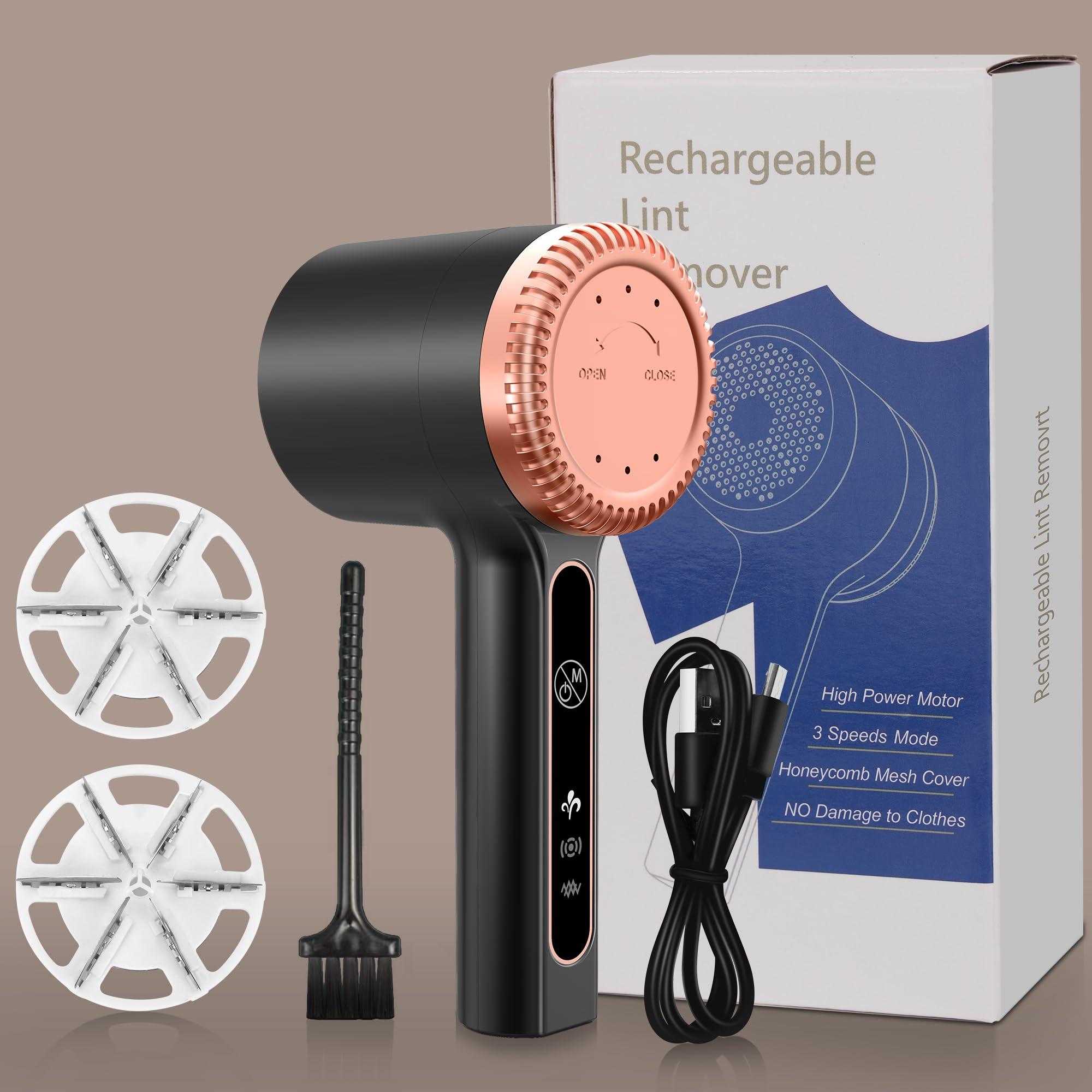 Gustermmy 1200mAh Electric Lint Remover Portable Rechargeable Fabric Shaver for Clothes Furniture Couch Sweater Defuzzer Pet Hair Remover,6-Leaf Blades,3-Speed,Large Dust Container,Fuzzs Bobbles Pilling Trimmer