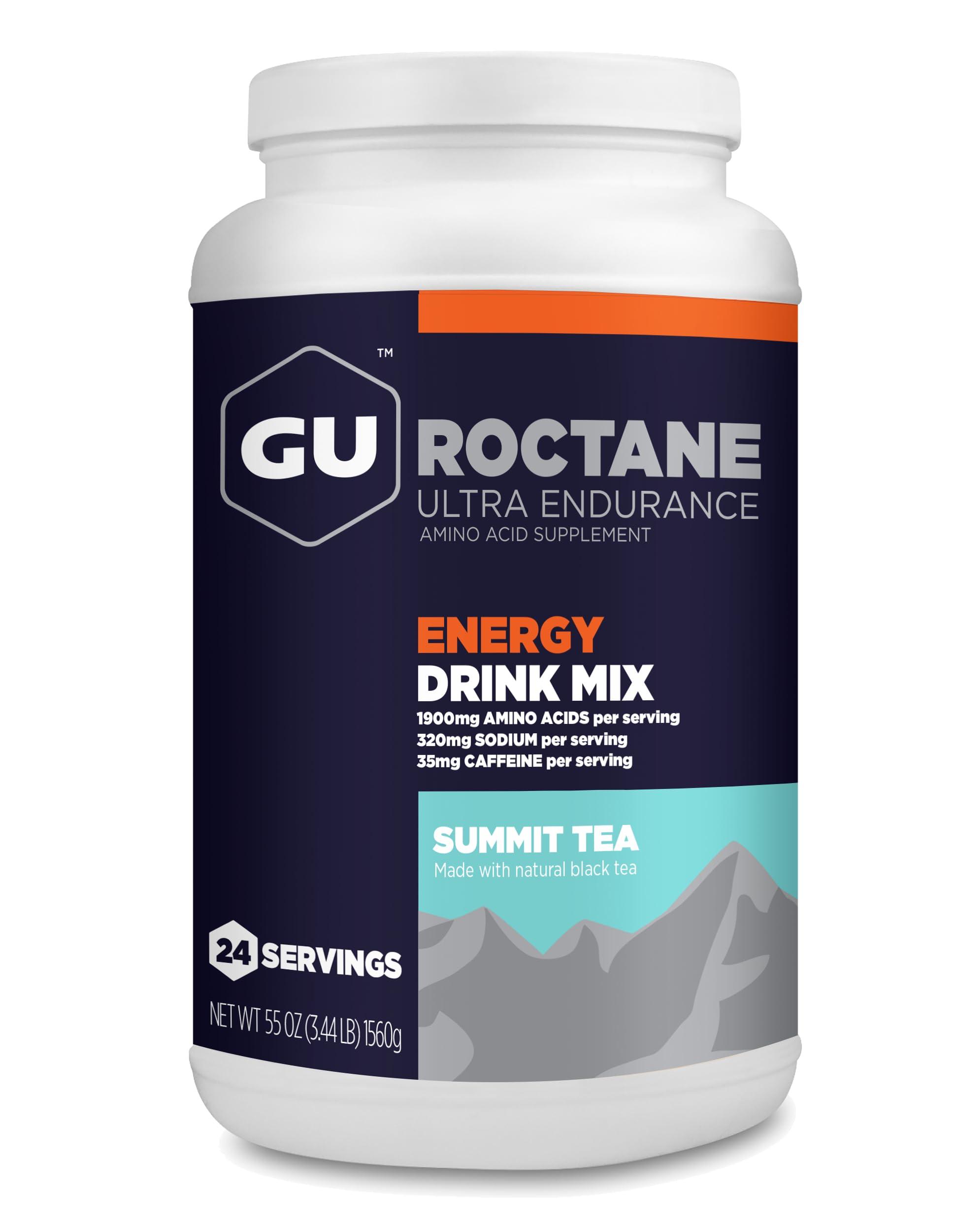 GU Energy GU Energy Roctane Ultra Endurance Energy Drink Mix, Vegan, Gluten-Free, Kosher, 35mg of Caffeine, and Dairy-Free n-the-Go Energy for Any Workout, 3.44-Pound Jar, Summit Tea