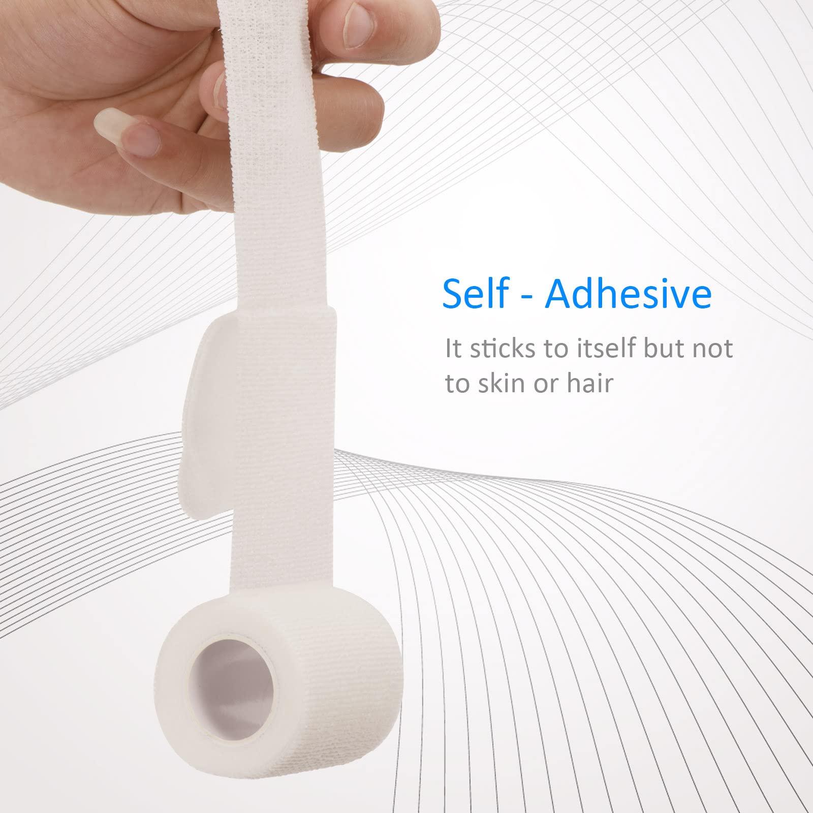 Sagafly 24 Pack Self Adherent Cohesive Wrap Bandages Non Woven Cohesive Bandage Elastic Self Adhesive Bandage Wrap Sports Athletic Tape First Aid Tape for Wrist Ankle Pet Vet Wrap Grip Cover 2 inch (White)