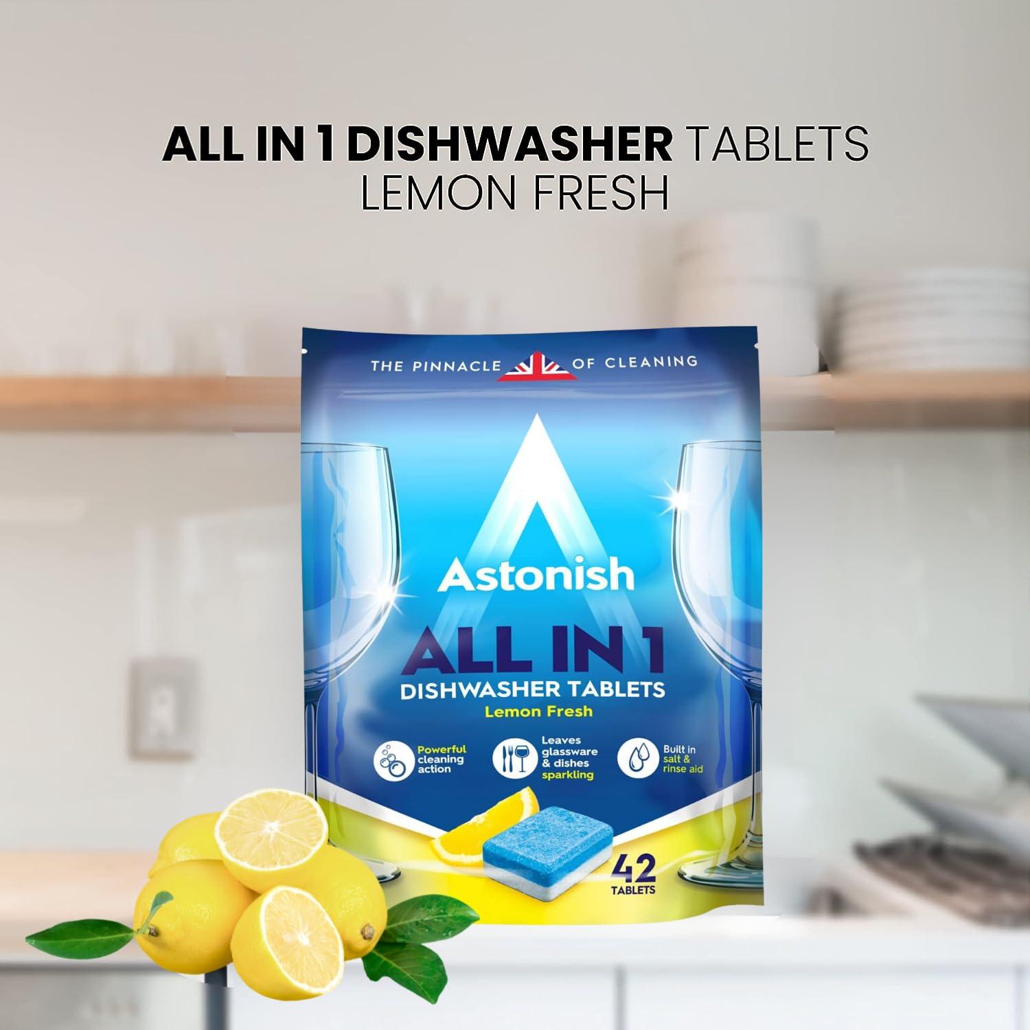 Astonish Astonish All In 1 Dishwasher Tabs, 100ct + Fresh Fizz & Fresh Bathroom Toilet Bowl Cleaner, 8ct