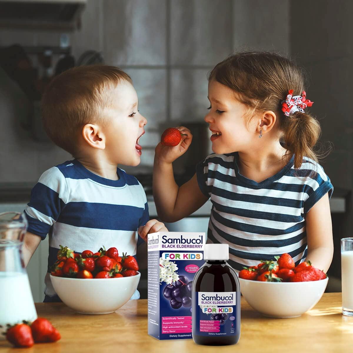 Sambucol Sambucol Black Elderberry Syrup for Kids - Elderberry Extract Kids, Kids Elderberry Syrup, Black Elderberry for Kids & Toddlers, Sambucus Immune Support Supplement - 4 Fl Oz (Pack of 6)