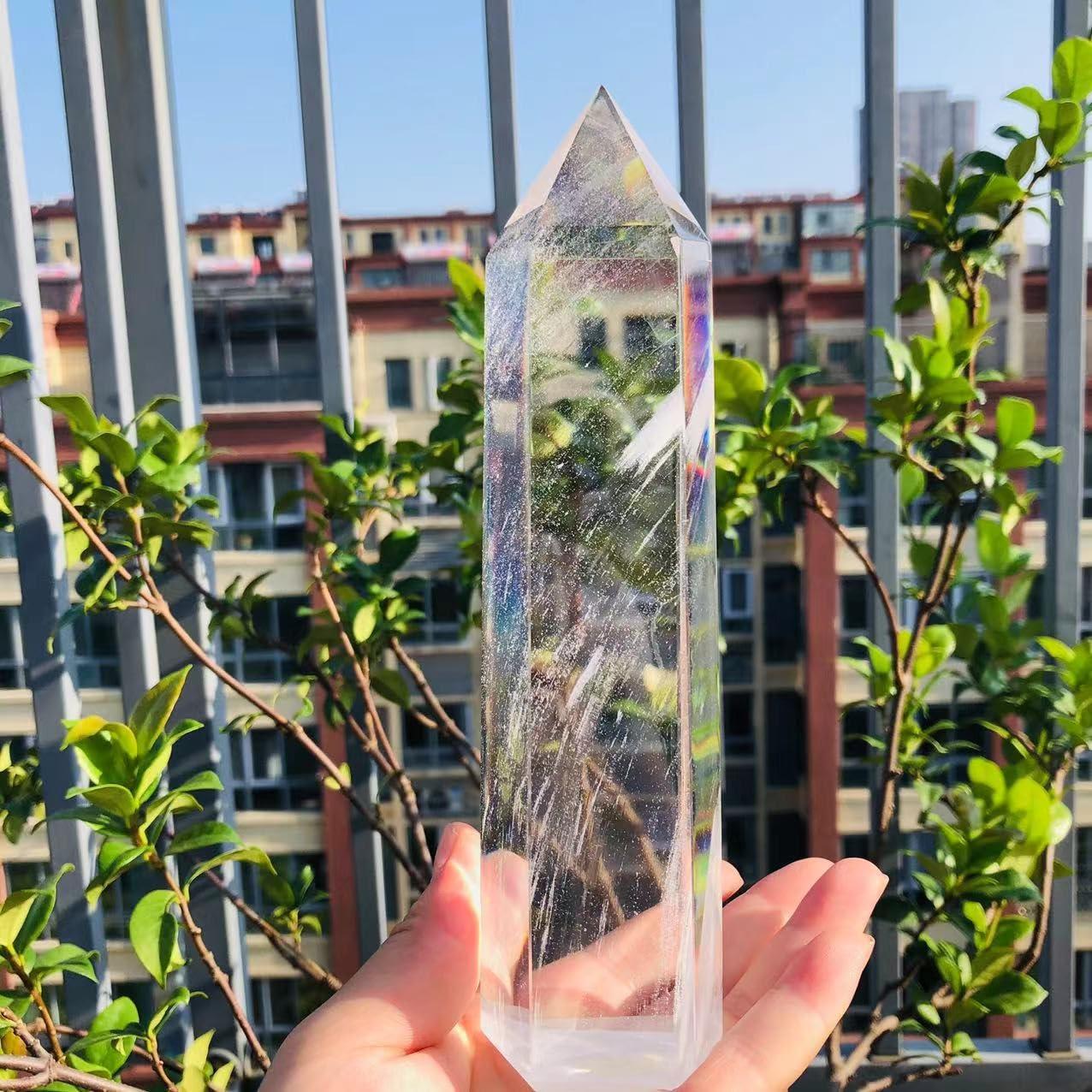 BEINUANCRYSTAL Big Size Clear Melting Stone Quartz Obelisk Crystal Wand Point Healing Fengshui for Home Decoration 1PC (1400g-1600g)