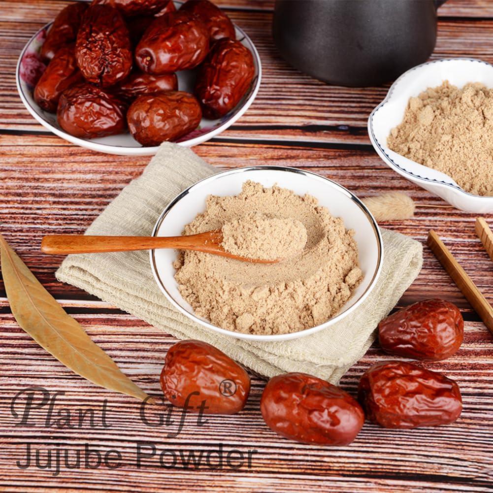Plant Gift 100% Natural Pure Jujube Powder 100g/3.52oz Cooked Red Dates Powder For Smoothies, Shakes, Baking & Drinks,Tea | Free from Preservatives, Easy to Use Chinese Date