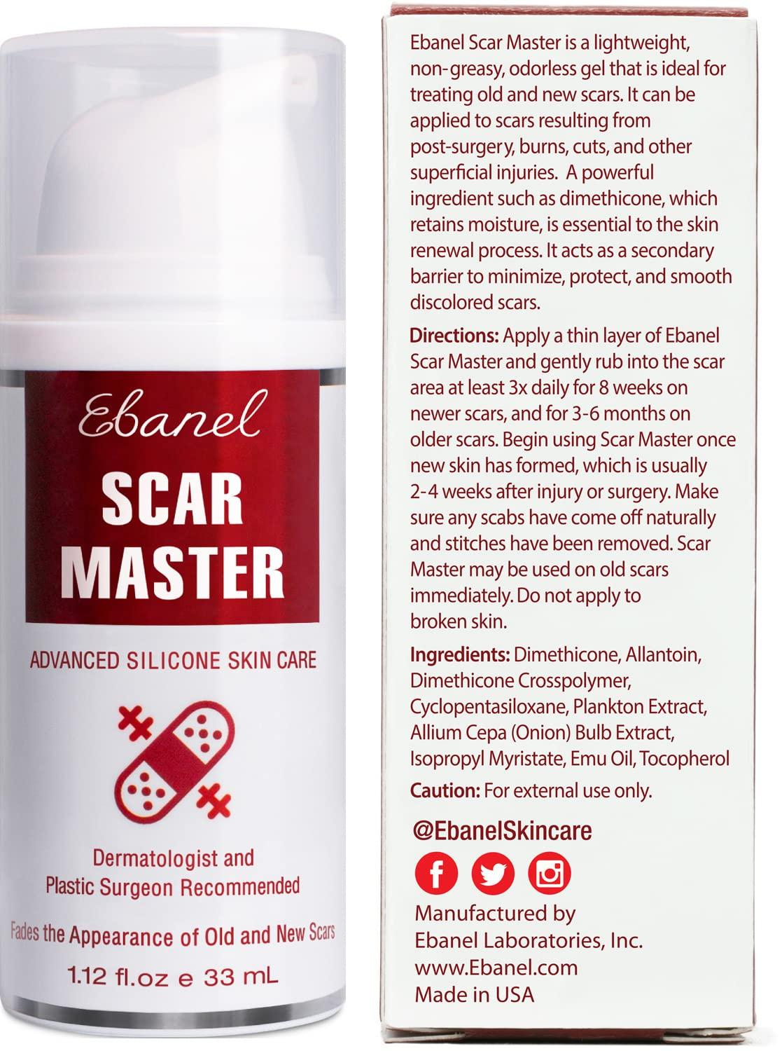 Ebanel Ebanel Advanced Silicone Scar Gel with Allantoin, Emu Oil, Vitamin E and Onion Extract, Medical-Grade Cream for Old & New Scars from Surgeries, C-Section, Injuries, Burns, Keloids & More