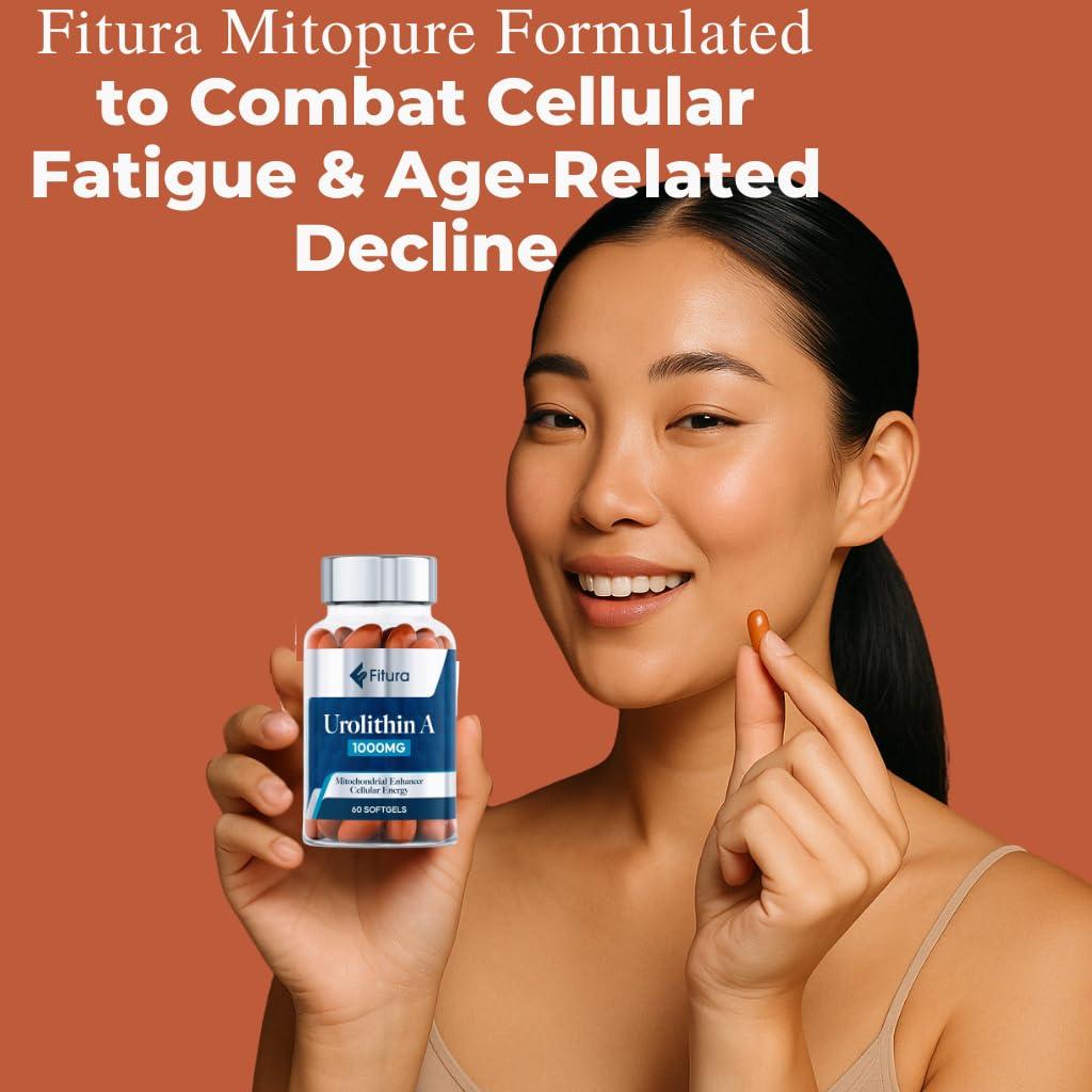 Fitura Fitura Anti-Aging Urolithin A - Scientifically Proven for Muscle Strength & Cellular Energy - Improve Mitochondrial Health, Boosts Cellular Function, Optimize Mitopure for Healthy Aging - 60 Capsules