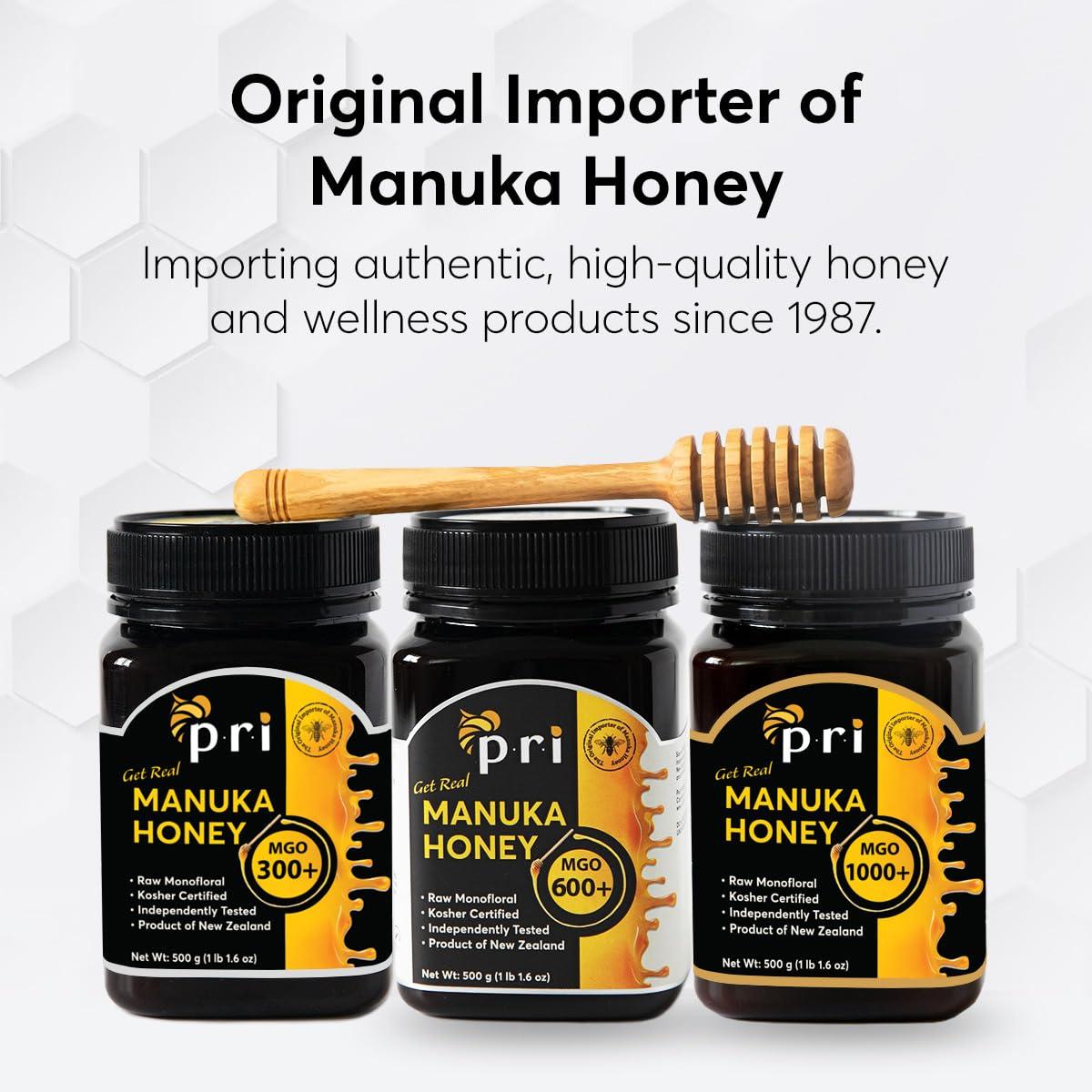 PRI PACIFIC RESOURCES INTERNATIONAL THE ESSENCE OF PRI Manuka Honey, Certified MGO 200+, Raw New Zealand Manuka Honey, 500g Jar