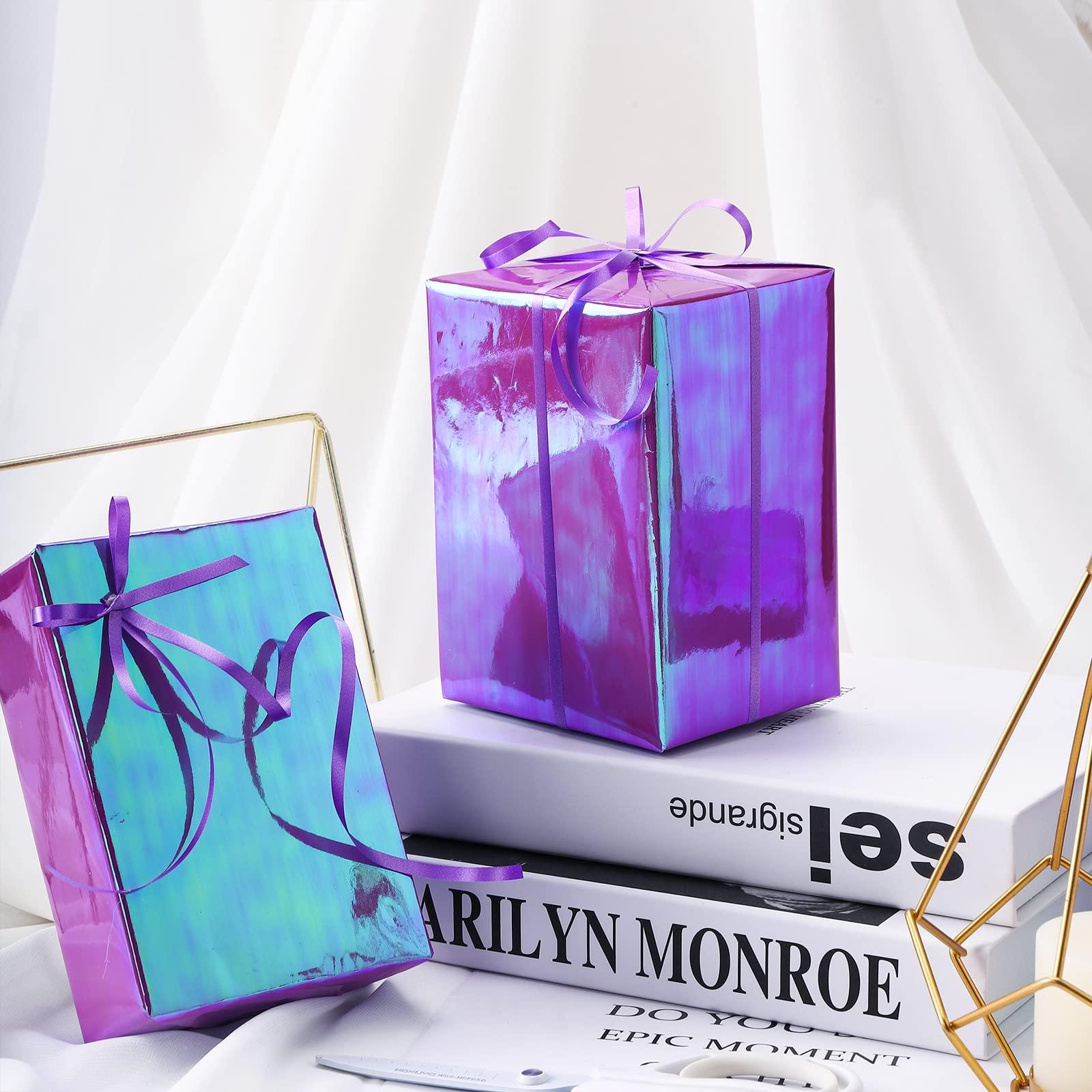 LeZakaa LeZakaa Purple Wrapping Paper Roll - Holographic Iridescent Wrapping Paper for Birthday, Valentine\'s, Mother\'s Day, Holiday - 17 inches x 32.8 Feet (47.23 sq.ft.)