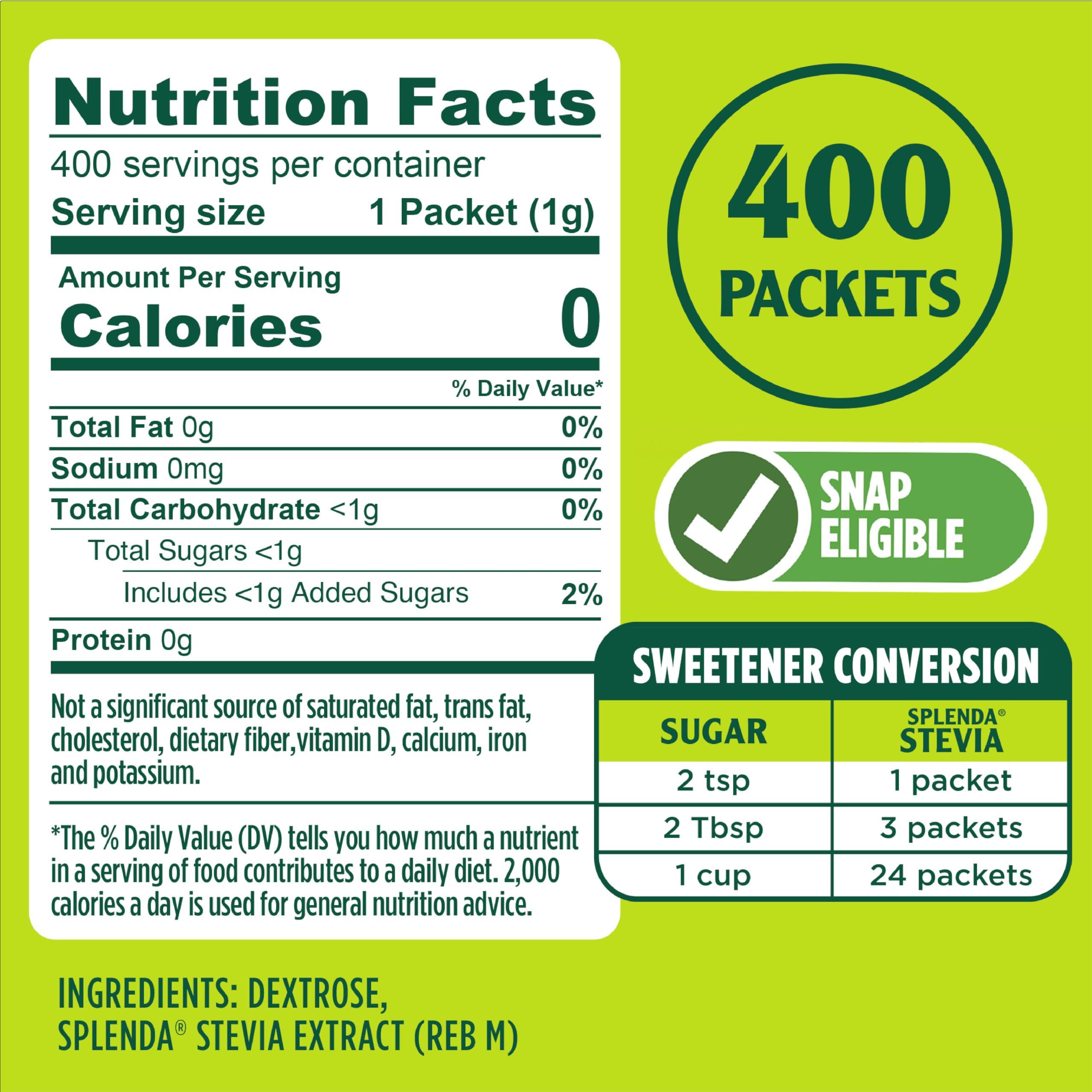 SPLENDA SPLENDA Stevia Zero Calorie Sweetener, Sugar Substitute Packets, 400 Count (Pack of 1)