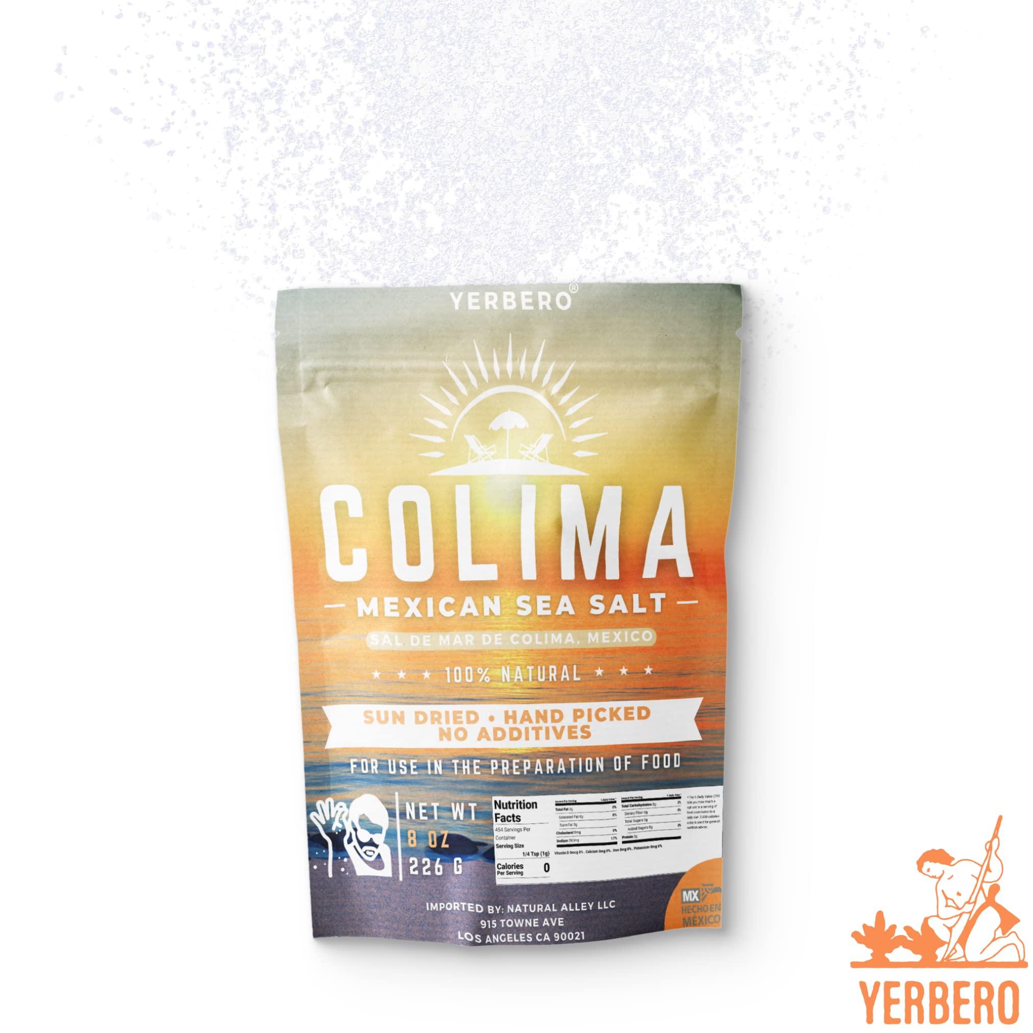 YERBERO Yerbero - Premium Colima Sea Salt Unrefined 8 oz (223 g) | 100% All Natural Sea Salt, Gourmet Grade, Non GMO\'s. | Hand Harvested | Imported From Lagoon Cuyutln Tepalcates Colima, Mexico.