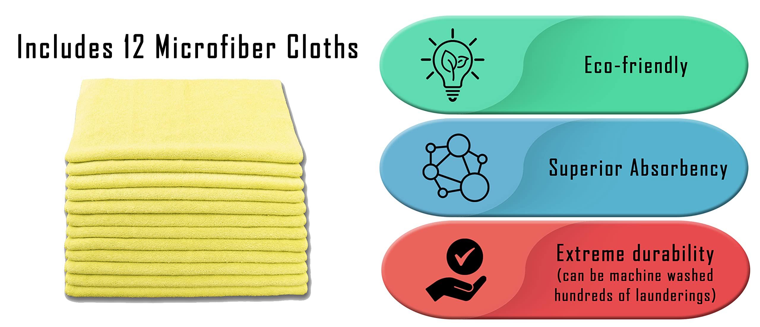Direct Mop Sales, Inc. Direct Mop Sales, Inc. Professional 16x16 Inch Microfiber Cleaning Cloths - Yellow Pack of 12-300 GSM Terry Cloth - Ideal for Dusting and General Cleaning