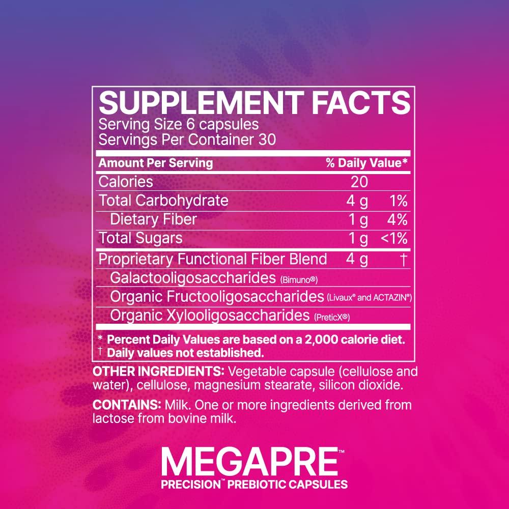 Microbiome Labs Microbiome Labs MegaPre Prebiotic Fiber Supplement in Vegetable Capsules - Prebiotic Supplement with Clinically Tested Oligosaccharides - Support Microbial Diversity & Gut Health (180 Capsules)