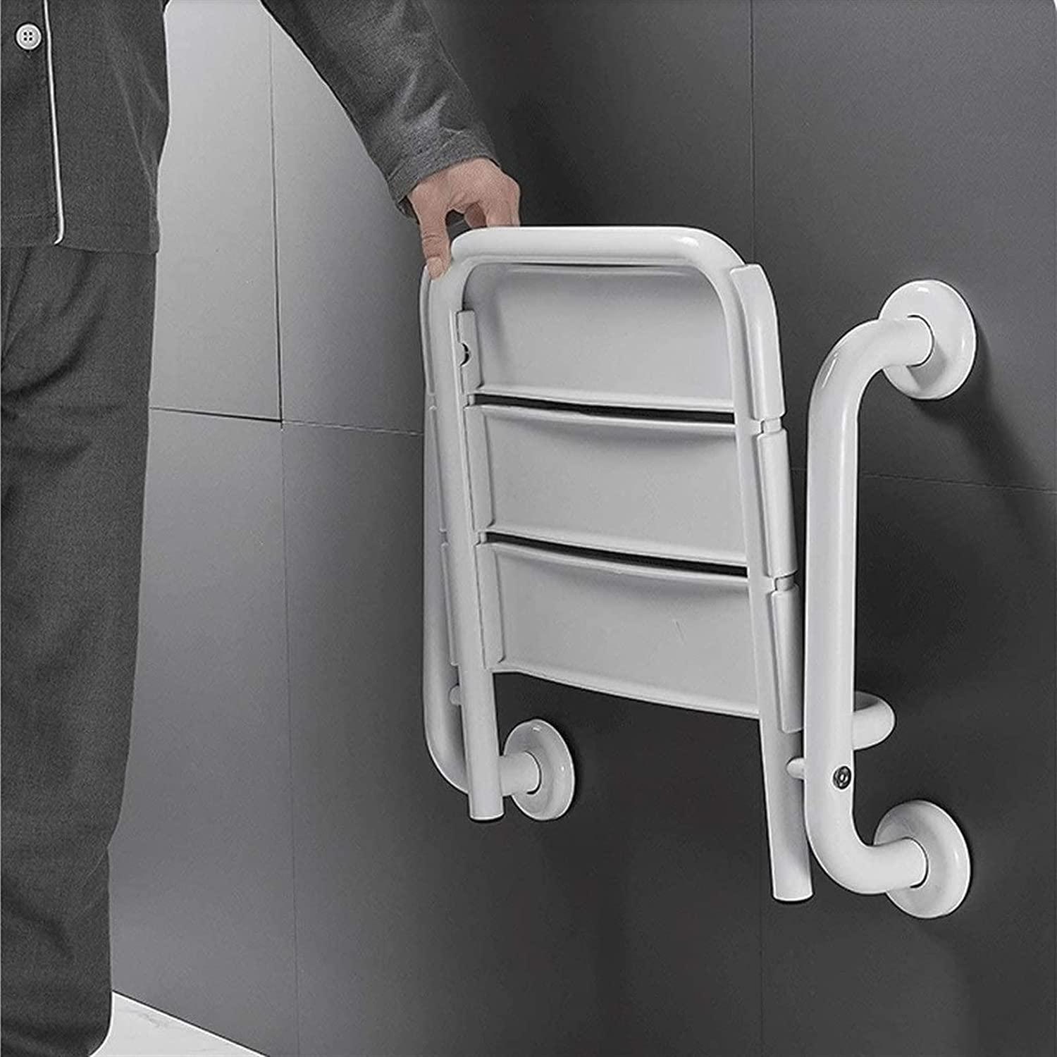 YOODODO YOODODO Foldable Wall Shower Chair, Elderly Disabled ABS Shower Seat Stool Fold-Up Bathroom Chair Wall Mounted Bath Bench Shower Chair