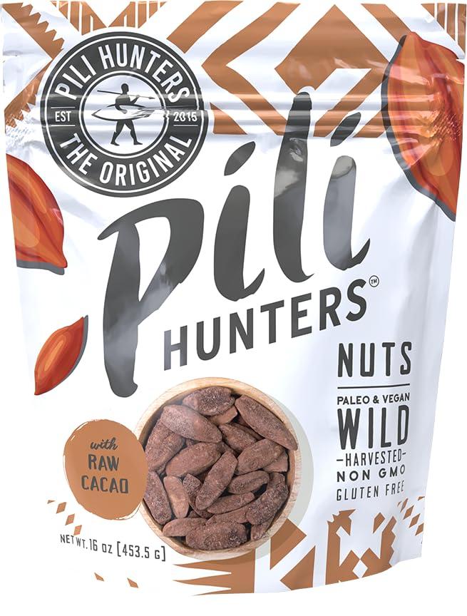 Pili Hunters Pili Hunters Wild Sprouted Pili Nuts - Raw Cacao & Organic Coconut Sugar - Paleo & Vegan Keto Snack for Low Carb Energy - Gluten & Dairy Free Superfood - Non-GMO - As Seen on Shark Tank - (16 oz Bag)
