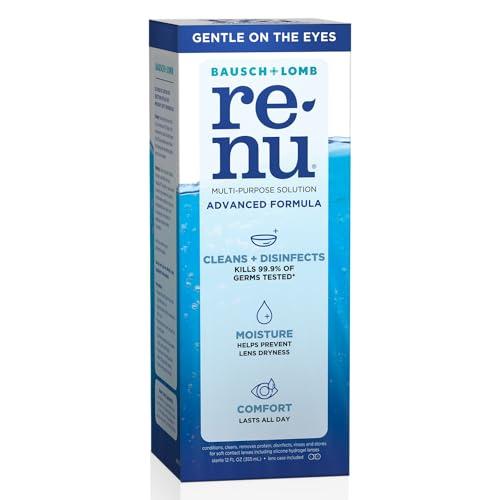 Renu Renu Contact Lens Solution Multipurpose Disinfectant, Advanced Formula Lens Cleaner, Cleans & Moisturizes Soft & Silicon Hydrogel Lenses, 12 Fl Oz
