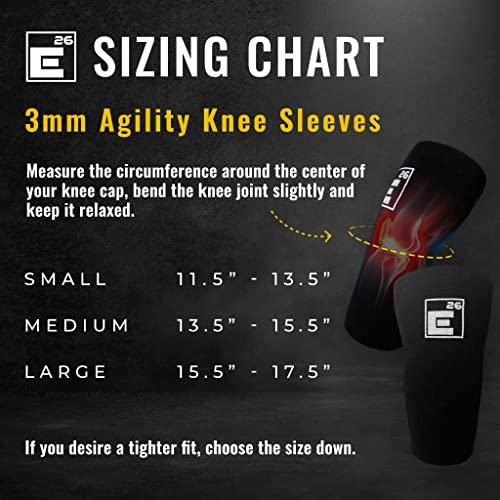 Element 26 Element 26 Agility Knee Compression Sleeve - 1 Pair (3mm) Compression Knee Sleeve - Knee Support for Working Out - Running & Weight Lifting Knee Sleeves | For Men & Women (Small, Black)