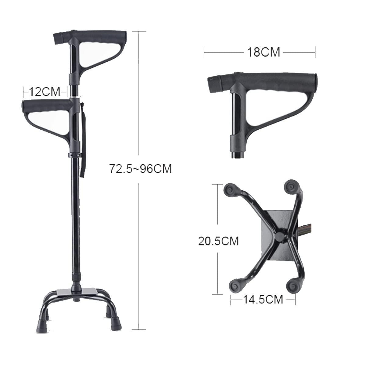 AMOCHO AMOCHO Adjustable Walking Cane with Light,with 4-Pronged feetAdjustable from 29-38 InchesWalking Sticks with Extra Stability Small Quad BaseWorks for Right or Left Handed Men or Women