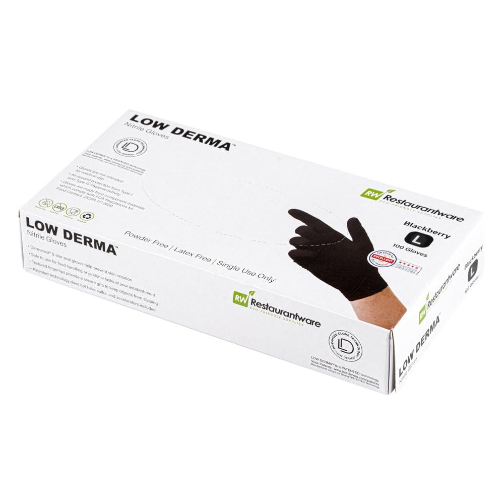 Restaurantware Restaurantware LOW DERMA Large Nitrile Gloves 100 Disposable Hypoallergenic Gloves - FDA Compliant No Powder And No Latex Blackberry Non-Sterile Gloves Low Dermatitis Potential