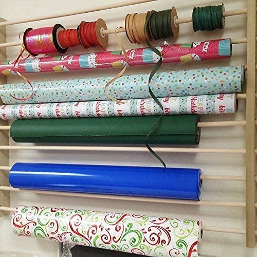 Z-Things Z-Things Storage, Organizer, Dispensing Rack for Gift Wrapping Paper, Ribbons, Cellophane, Vinyl Rolls, Paper, Maps Etc. Holds 10 Rows. Adjustable Width. Easy Wall Mount. Hardware Included.