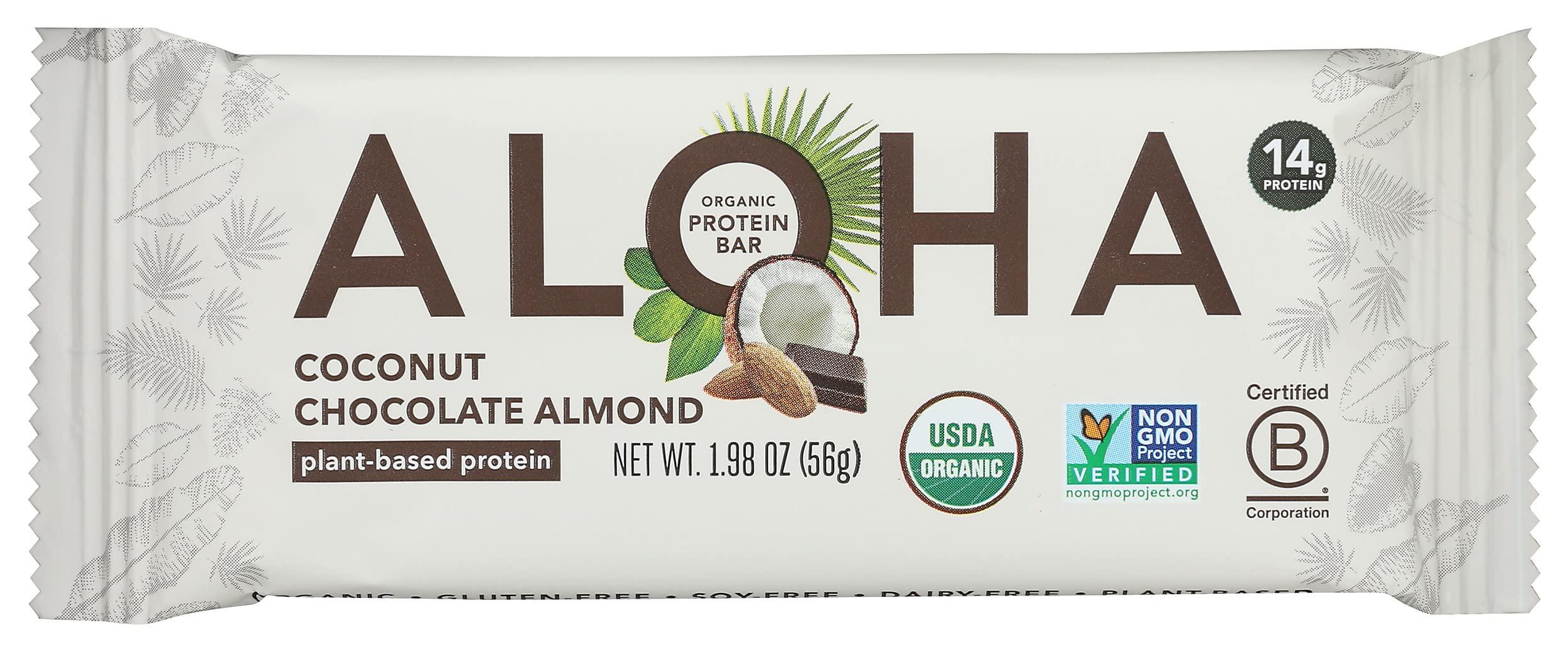 ALOHA Aloha Coconut Chocolate Almond Protein Bar, Plant Based, Non GMO, 1.98 Ounces (Pack Of 12)