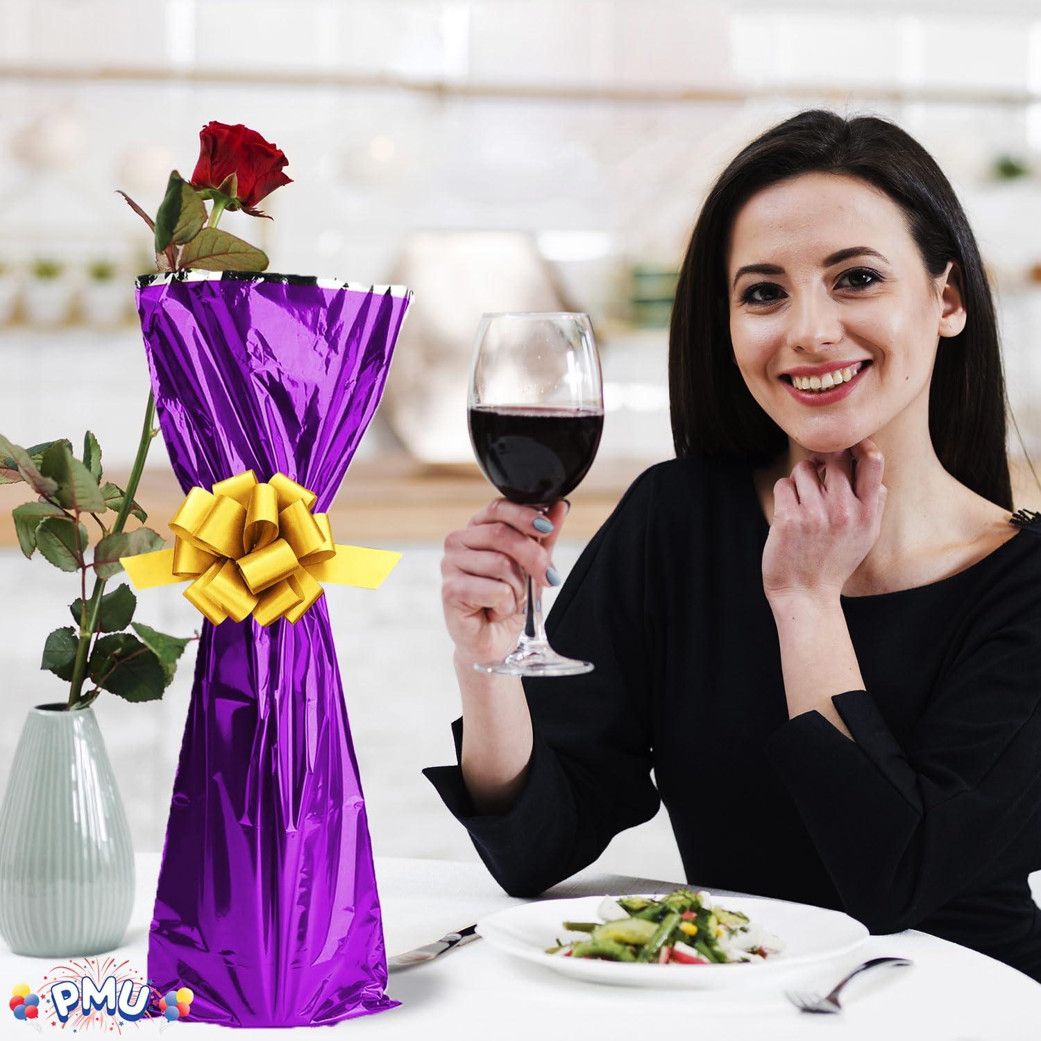 PMU PMU Gift Wrap Mylar Roll - Highly Reflective Metallic Foil Paper - Perfect Wrapping Paper for Gifts, Baskets, Wedding, Birthday, Christmas, Arts & Crafts, Balloon Weights, Purple, 48 Inch X 100 Feet