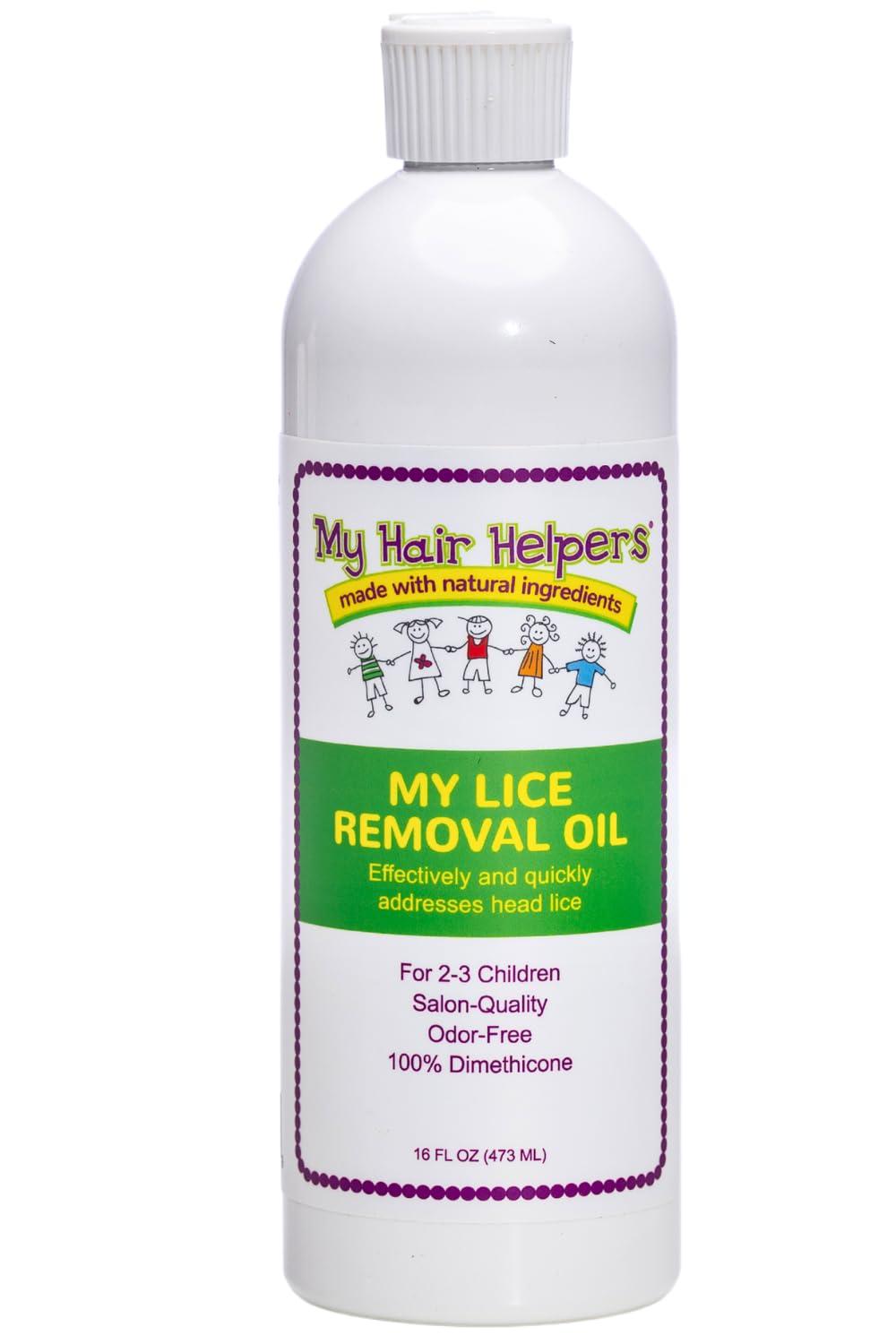 MY HAIR HELPERS NATURAL LICE REMOVAL My Hair Helpers Dimethicone Oil for Lice and Nits, Traps Bugs and Their Eggs, 16 fl Ounces, Works on 2-3 Kids