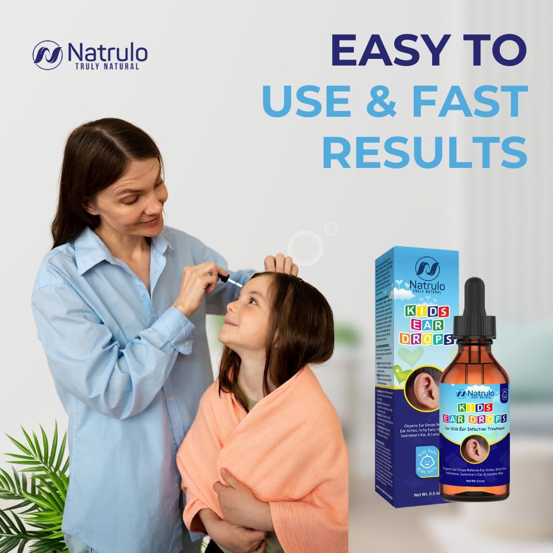 Natrulo Natrulo Natural Ear Drops for Kids Ear Infection Treatment Organic Children Ear Oil Drops Relieves Ear Aches, Itchy Ears, Infections, Swimmer's Ear, & Loosens Wax Kids Safe, Made in USA