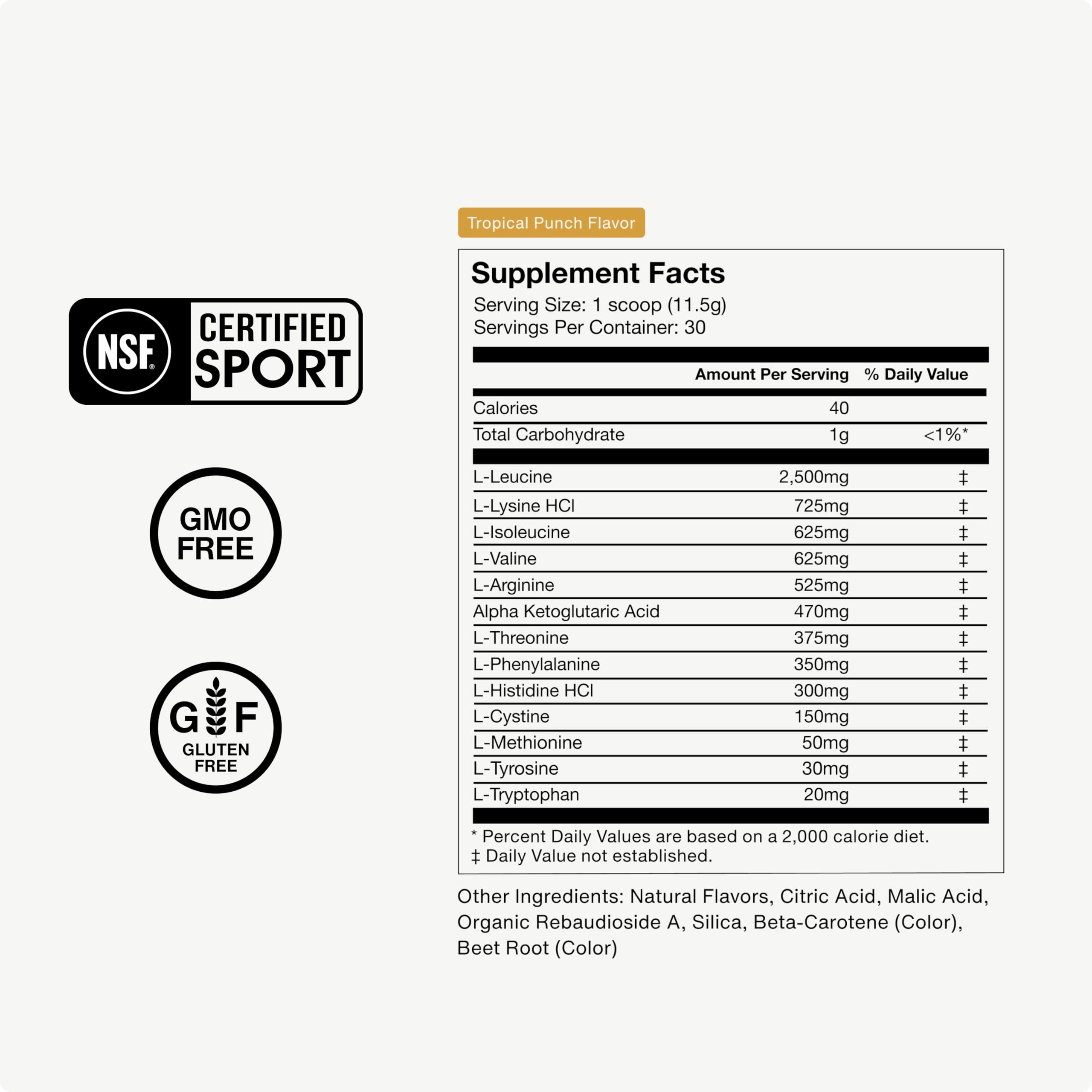 Momentous Momentous Vital Aminos Powder Supplement - BCAA & EAA, Tropical Punch - NSF Certified, GMO-Free, Gluten Free, 30 Servings (Package May Vary)