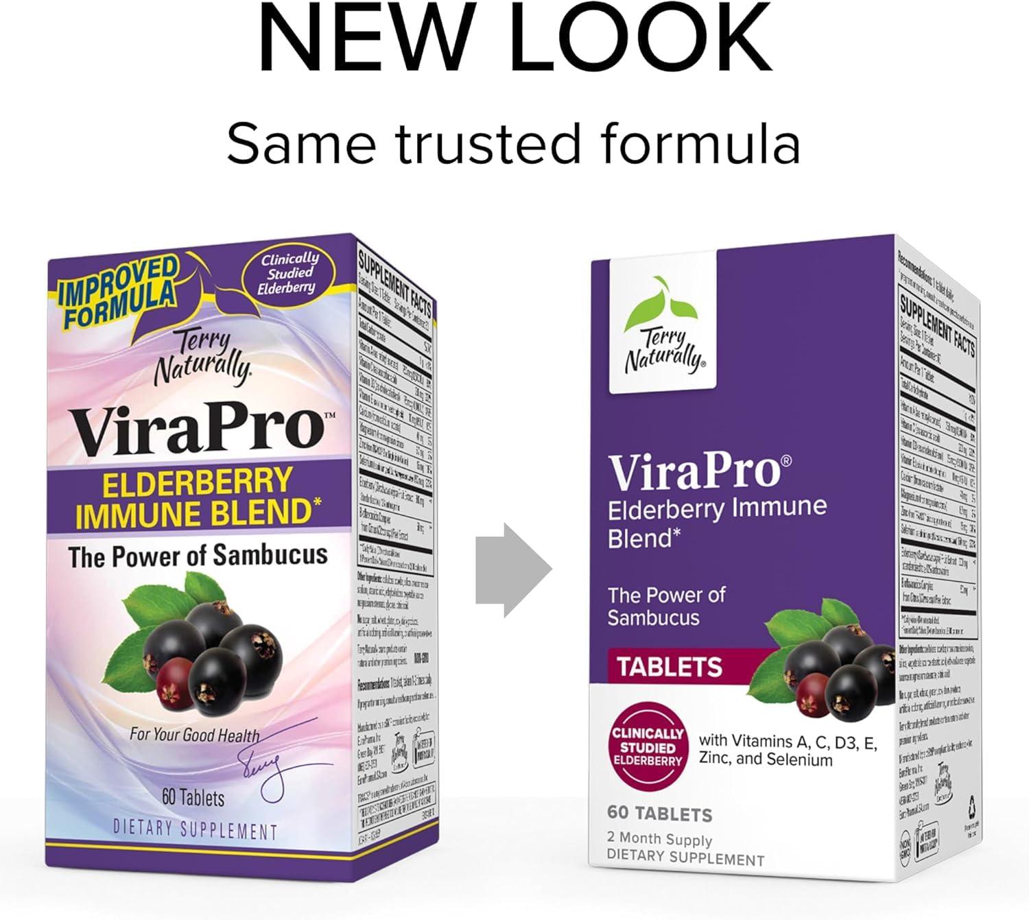 Terry Naturally Terry Naturally ViraPro - Supplement with Herbal Blend for Immune Support - Supplement with Elderberry, Zinc & Selenium - Support Immune Response - 60 Tablets (2 Pack)
