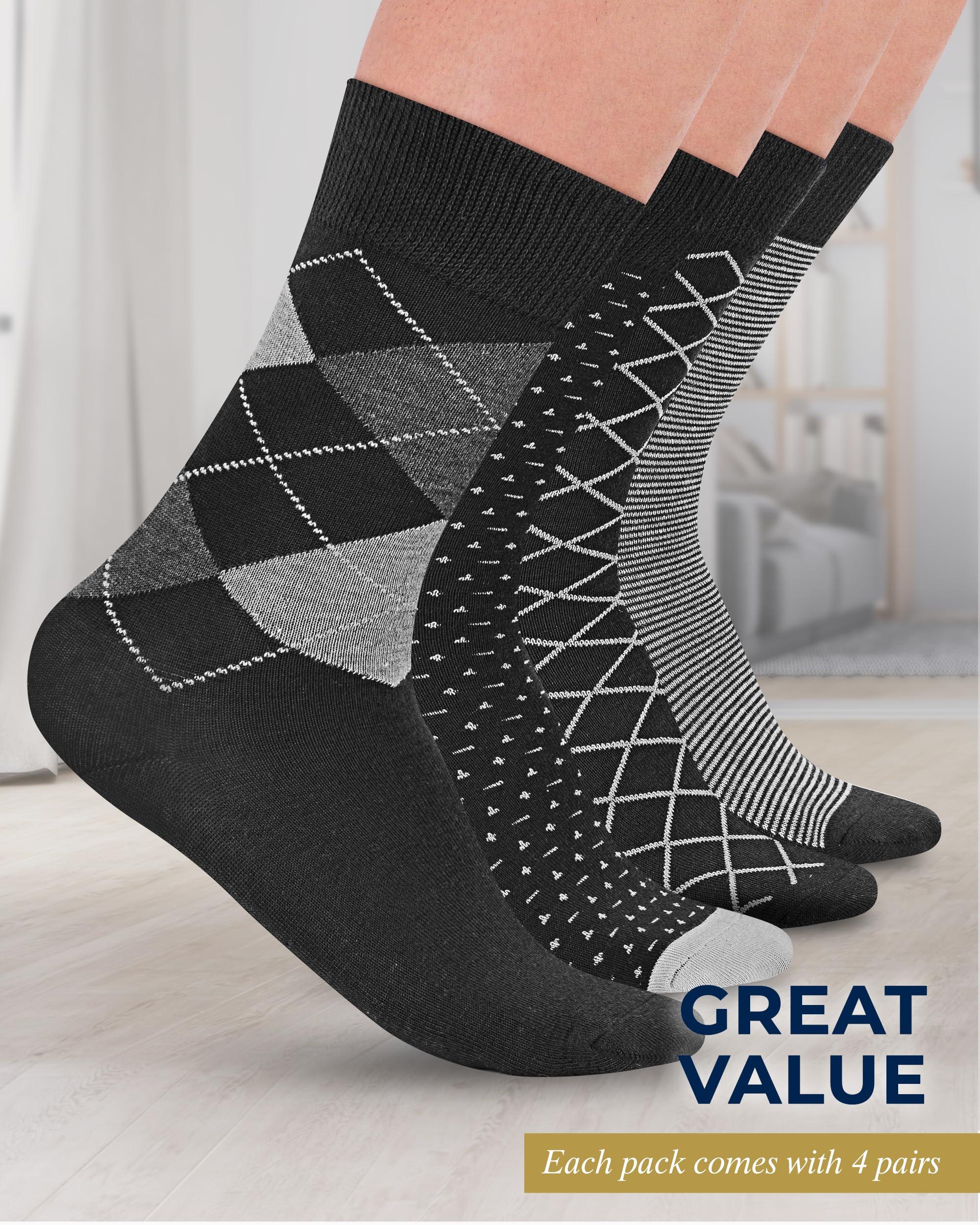 Pembrook Pembrook Diabetic Dress Socks for Men - 4 Pairs Odor Free Thin Diabetic Socks for Men Work | Thin Socks Men