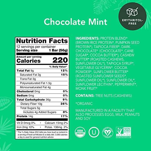 ALOHA ALOHA Organic Plant Based Protein Bars, Chocolate Mint, 1.98 Oz (Pack of 12)