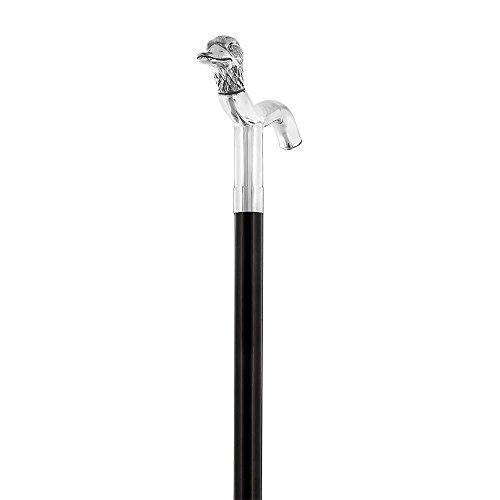 Royal RC Canes Sterling Silver Duck Head Fritz Handle Walking Cane with Black Beechwood Shaft and Collar