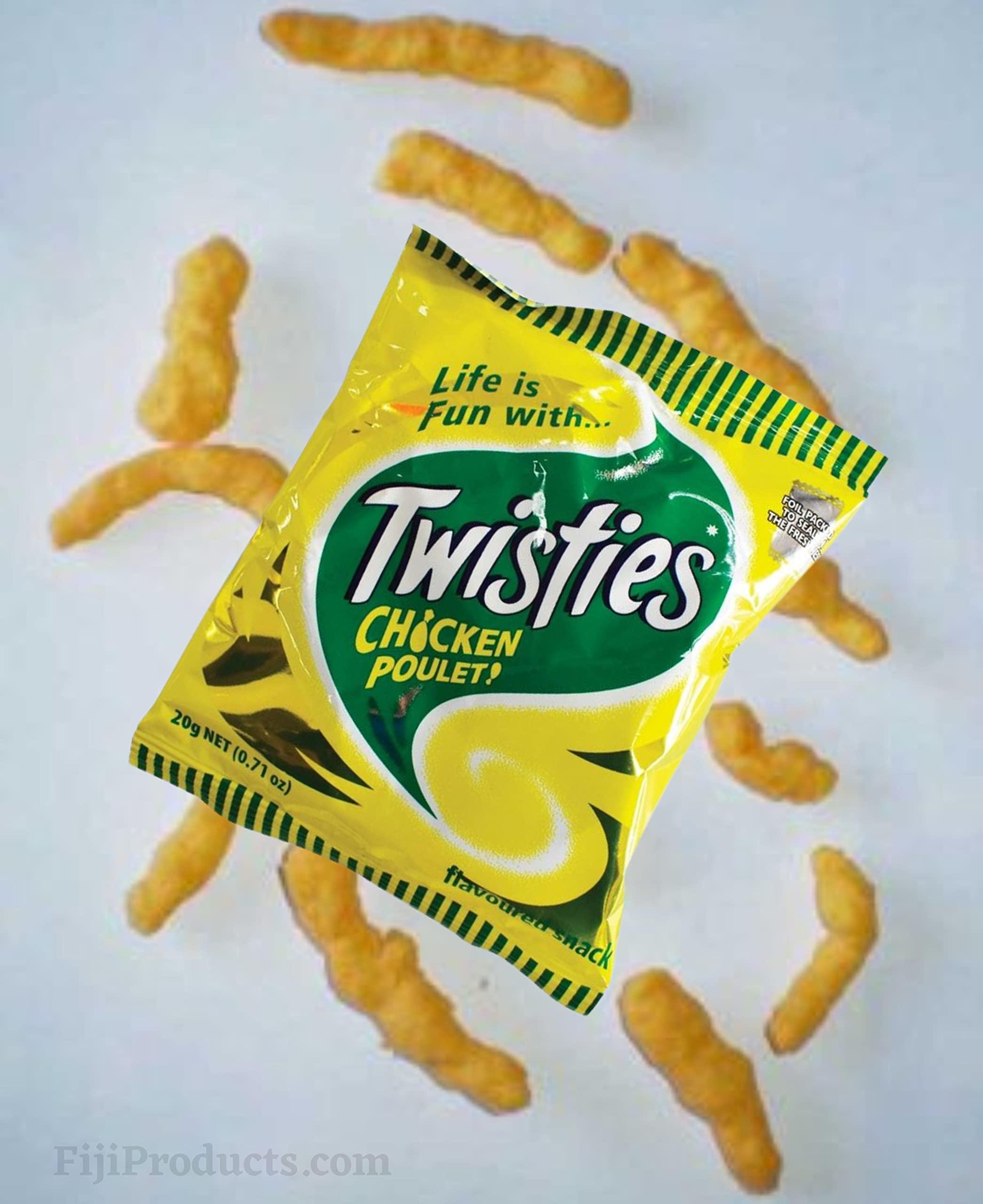 FIJI Snacks FIJI Twisties (Pack of 10 x 20g) Unique CHICKEN Poulet Flavor Snack, Crunchy Snacks From FIJI - FijiProducts.com