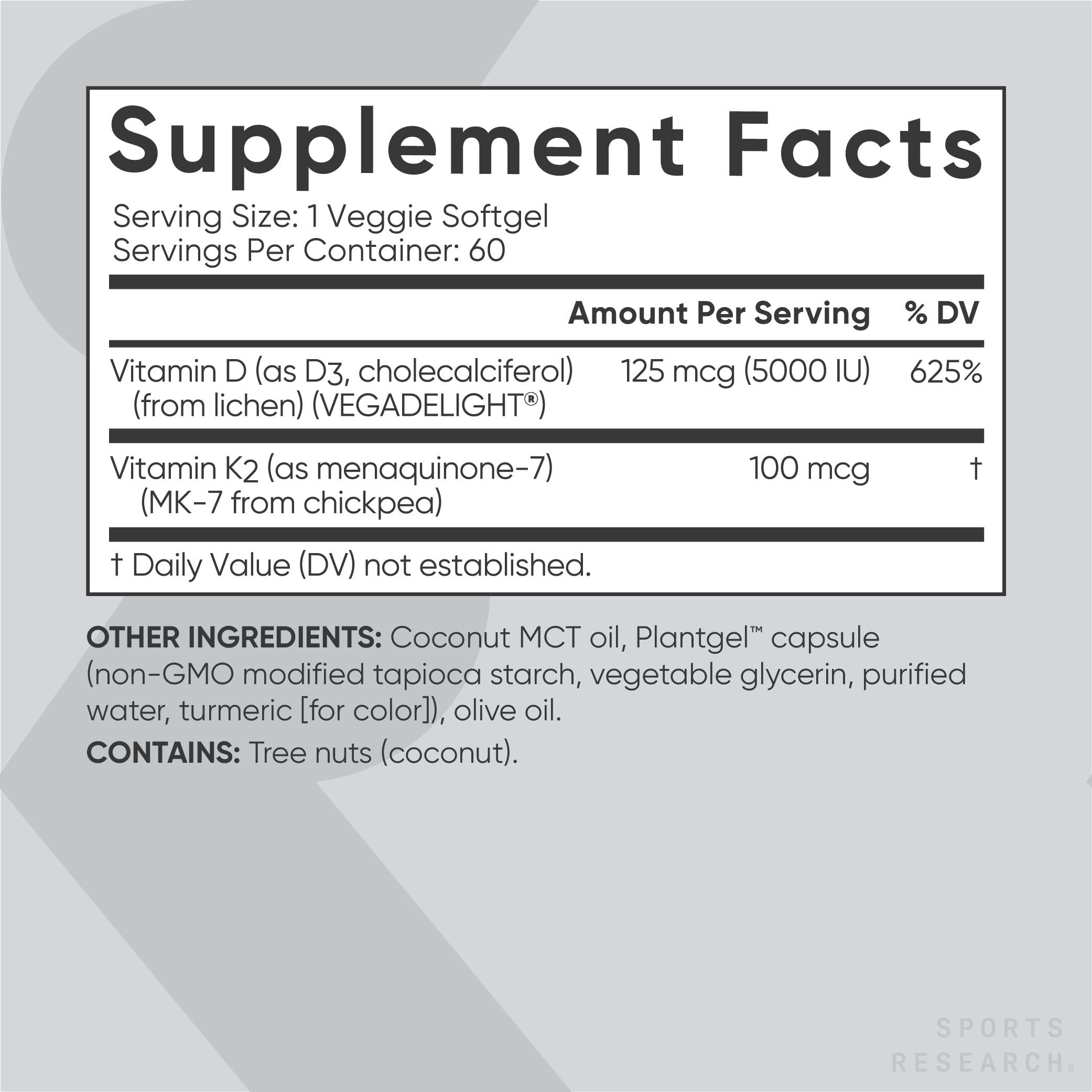 Sports Research Sports Research Double Strength L-Theanine (Suntheanine) Supplement 200mg 60 Softgels, Triple Strength Omega 3 Fish Oil 1250mg (90 Count) and Vegan Vitamin D3 (5000 IU) + K2 (100mcg Mk7) 60 Softgels