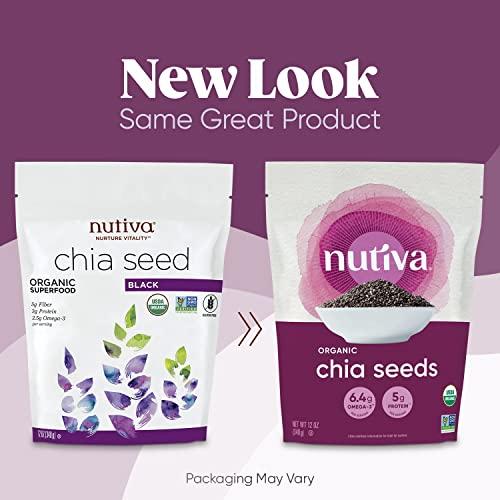 Nutiva Nutiva Organic Premium Raw Black Chia Seeds, 12 Oz, USDA Organic, Non-GMO, Whole 30 Approved, Vegan, Gluten-Free & Keto, Nutrient-Dense Seeds with 3g Protein & 5g Fiber for Salads, Yogurt & Smoothies