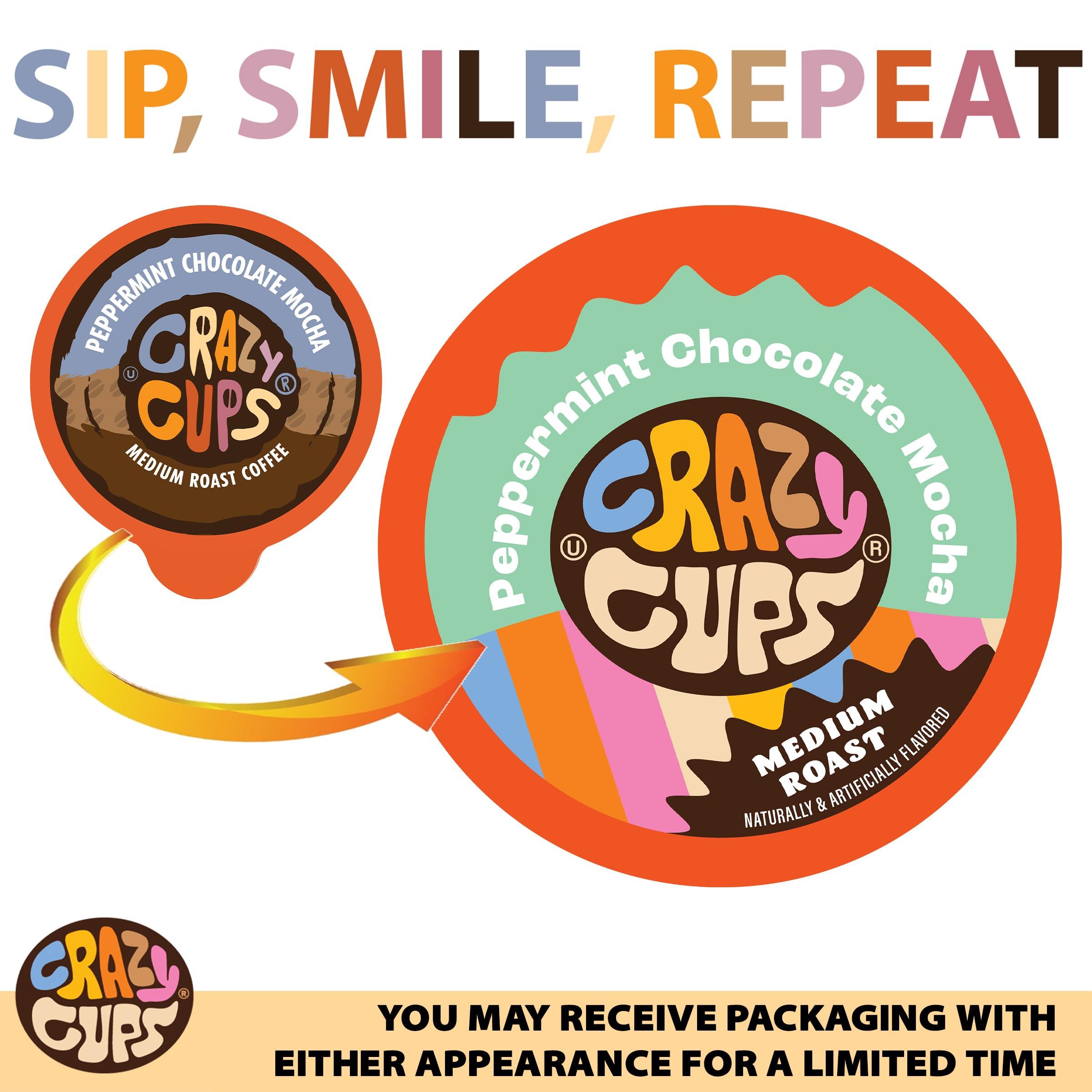 Crazy Cups Crazy Cups Flavored Coffee Pods, Peppermint Chocolate Mocha Coffee, Single Serve Coffee for Keurig K-Cups Machines, Hot or Iced Coffee, Medium Roast Coffee in Recyclable Pods, 80 Count Value Pack(Pack of 1)